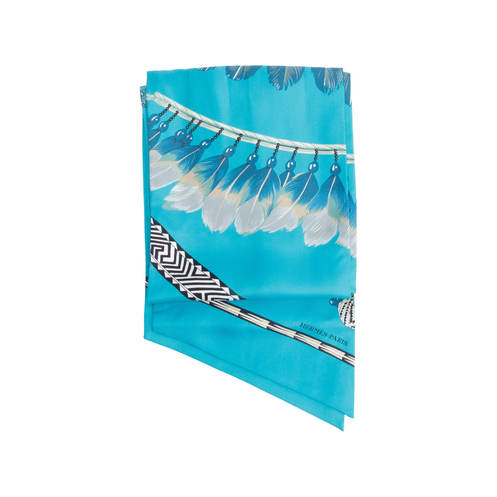 Hermes Green Multicolor 'Majorelle Brazil' Maxi Twilly Long Silk Scarf w/ Box