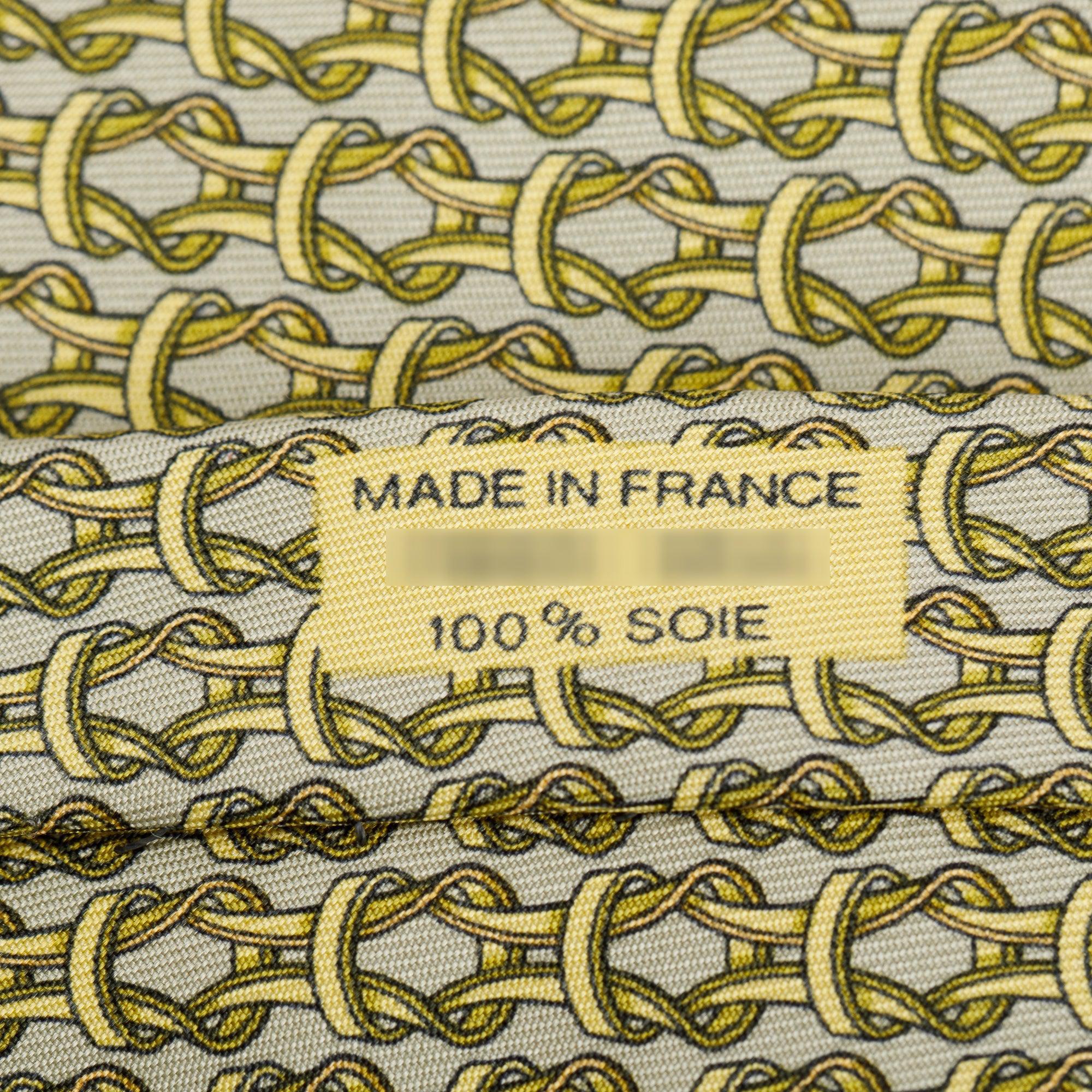 Hermes Green/Yellow 7885 MA Printed Silk Tie