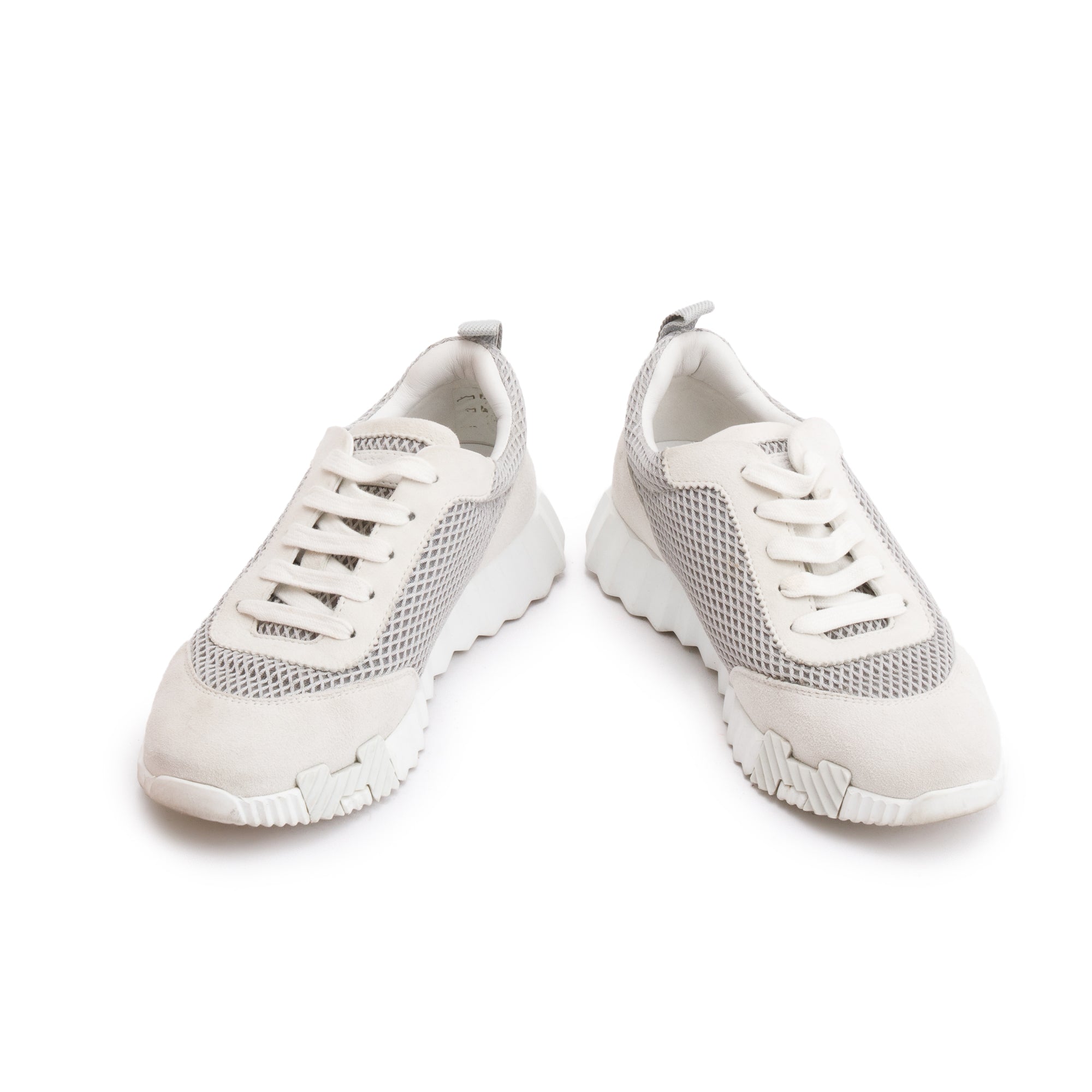 Hermes Grey Mesh Suede Bouncing Sneakers, Size 36 w/ Box