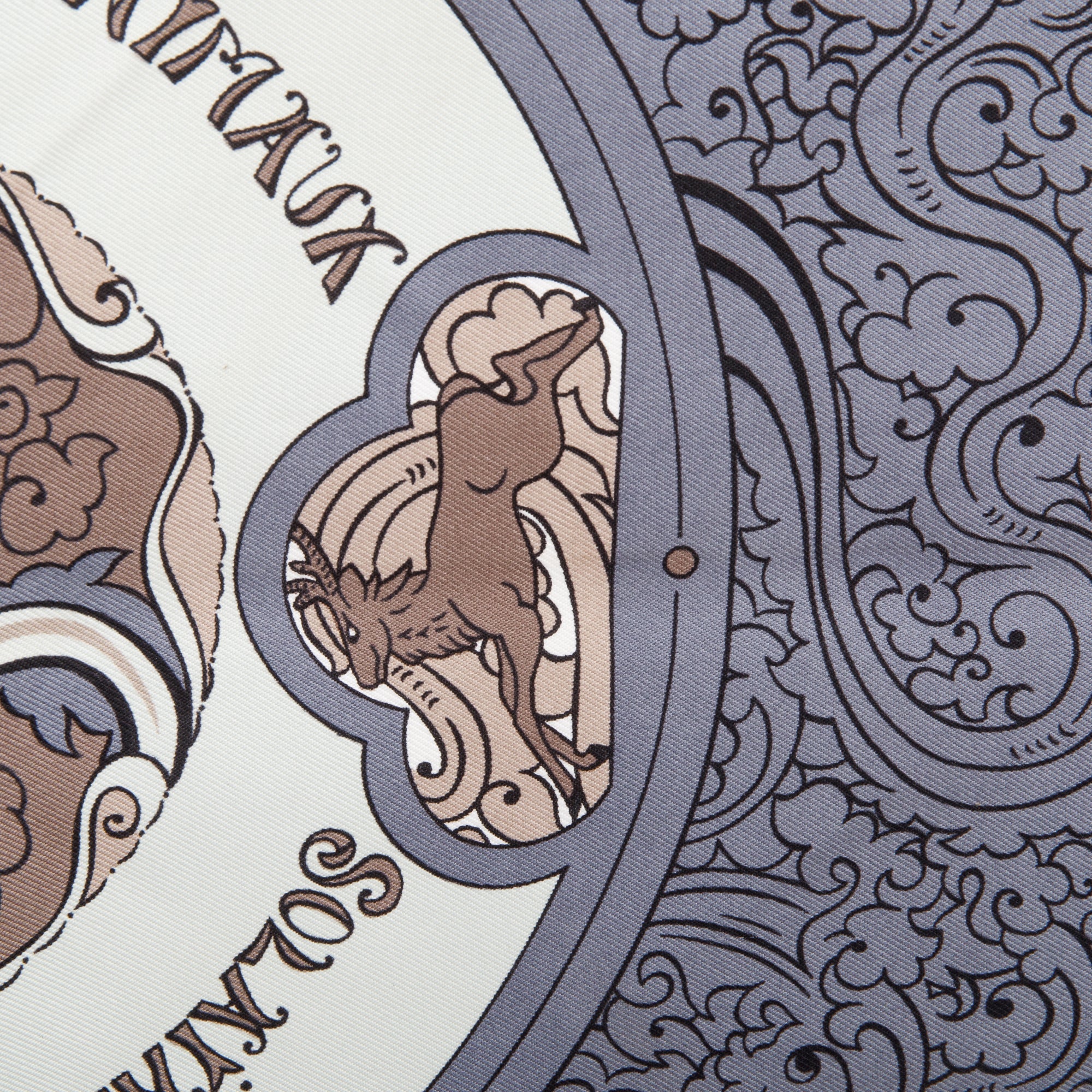 Hermes Grey & Multicolor 'Animaux Solaires' Silk Scarf 90 w/ Box