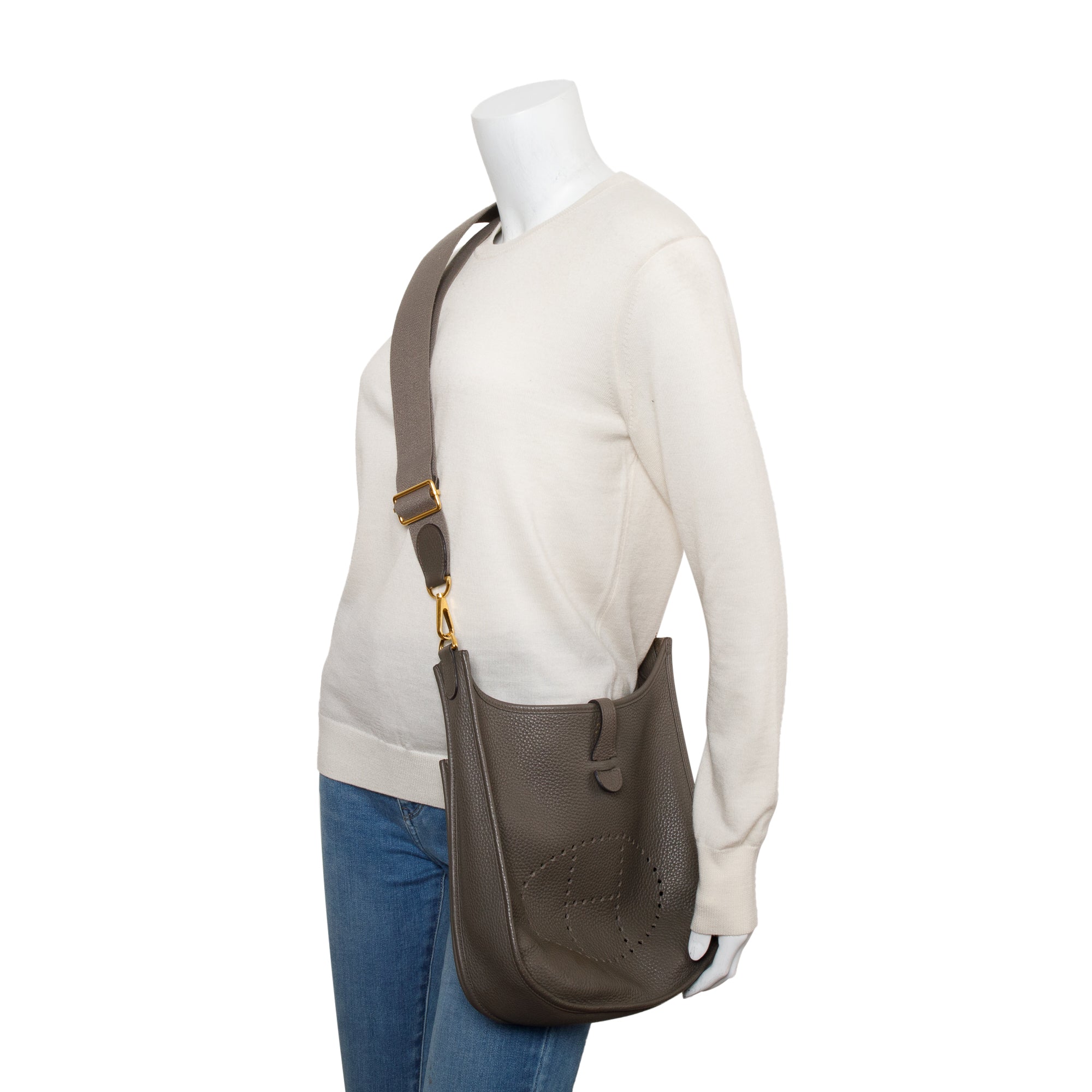 Hermes Gris Etain Taurillon Clemence Evelyne III 29 Bag w/ Box