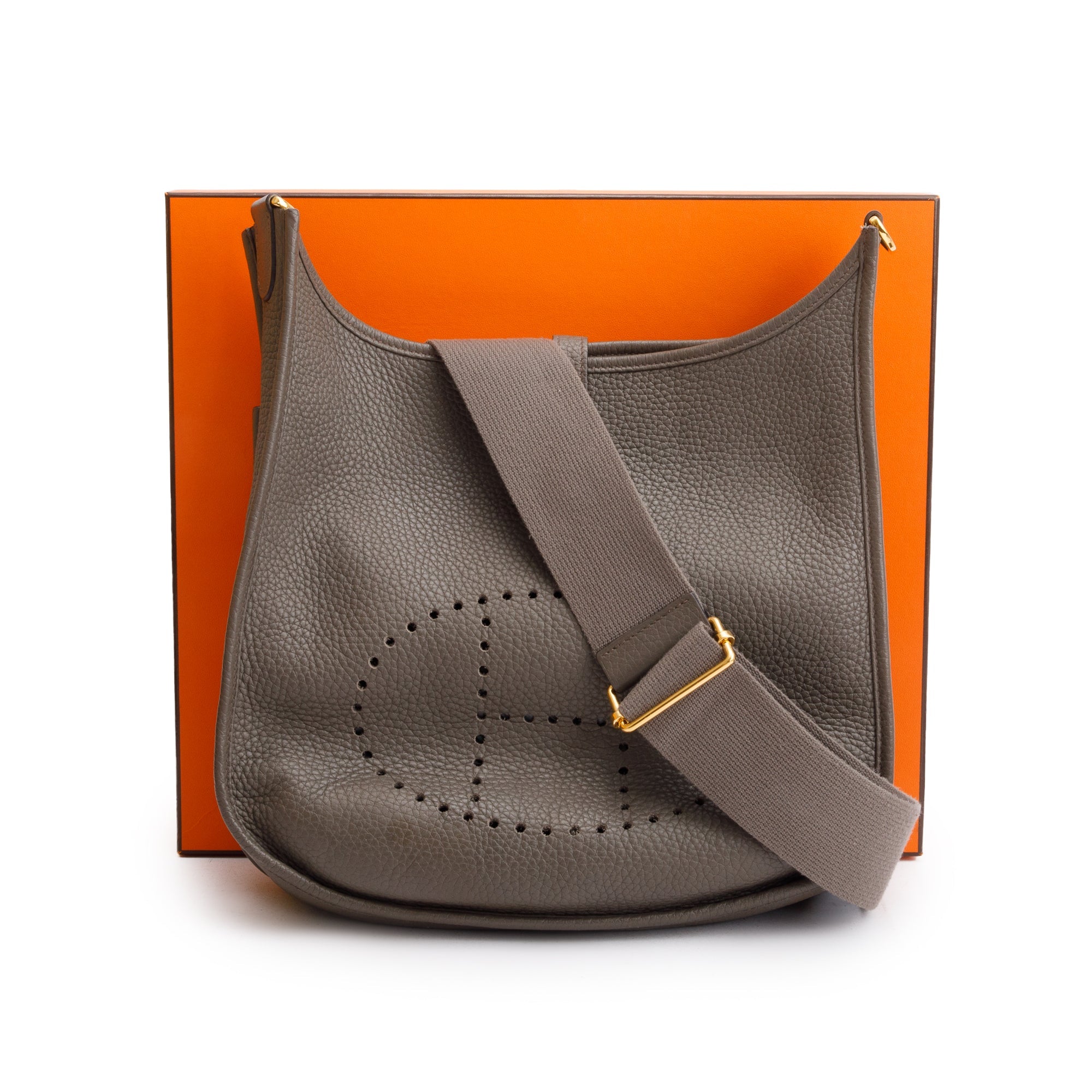 Hermes Gris Etain Taurillon Clemence Evelyne III 29 Bag w/ Box