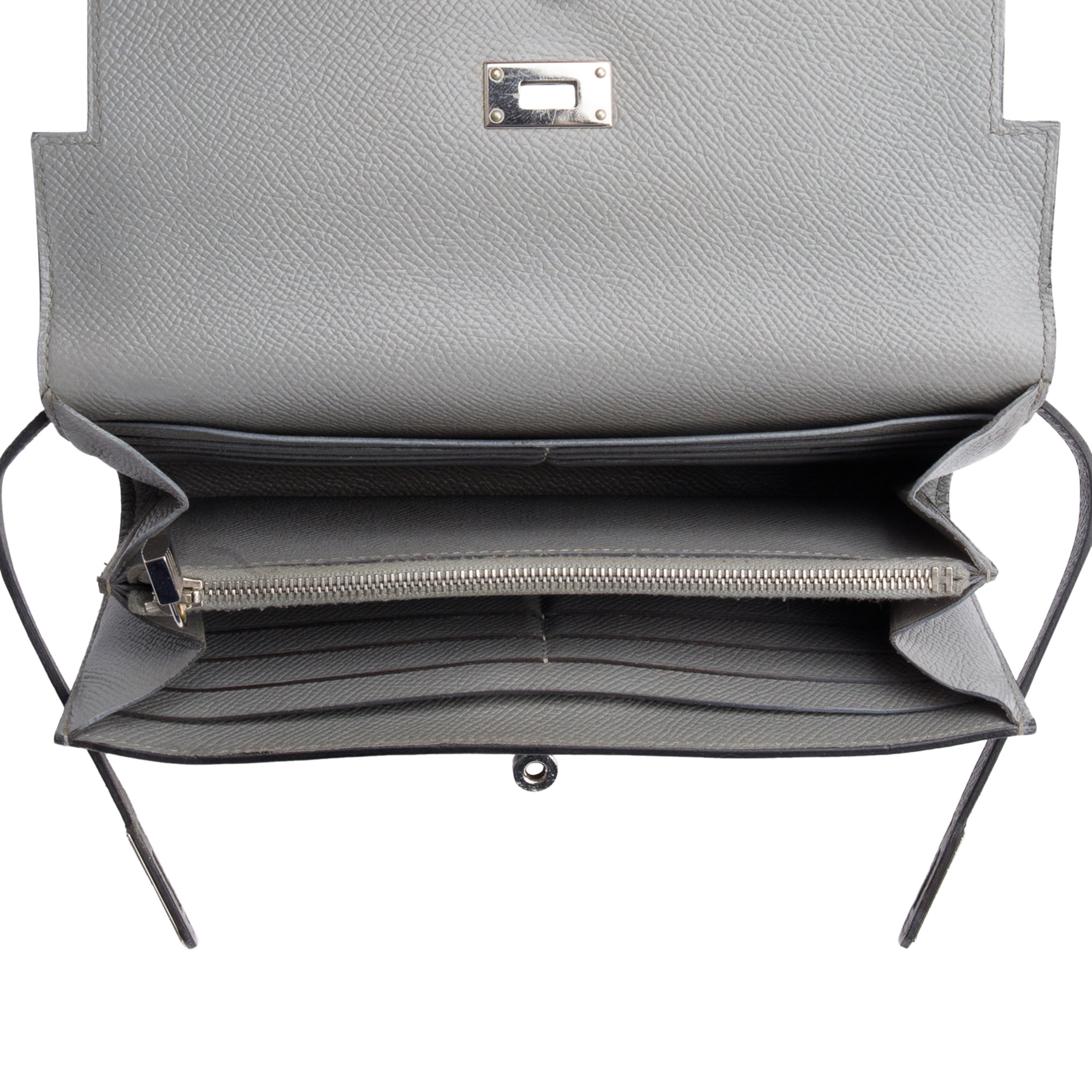 Hermes Gris Mouette Epsom Leather Classic Kelly Longue Wallet
