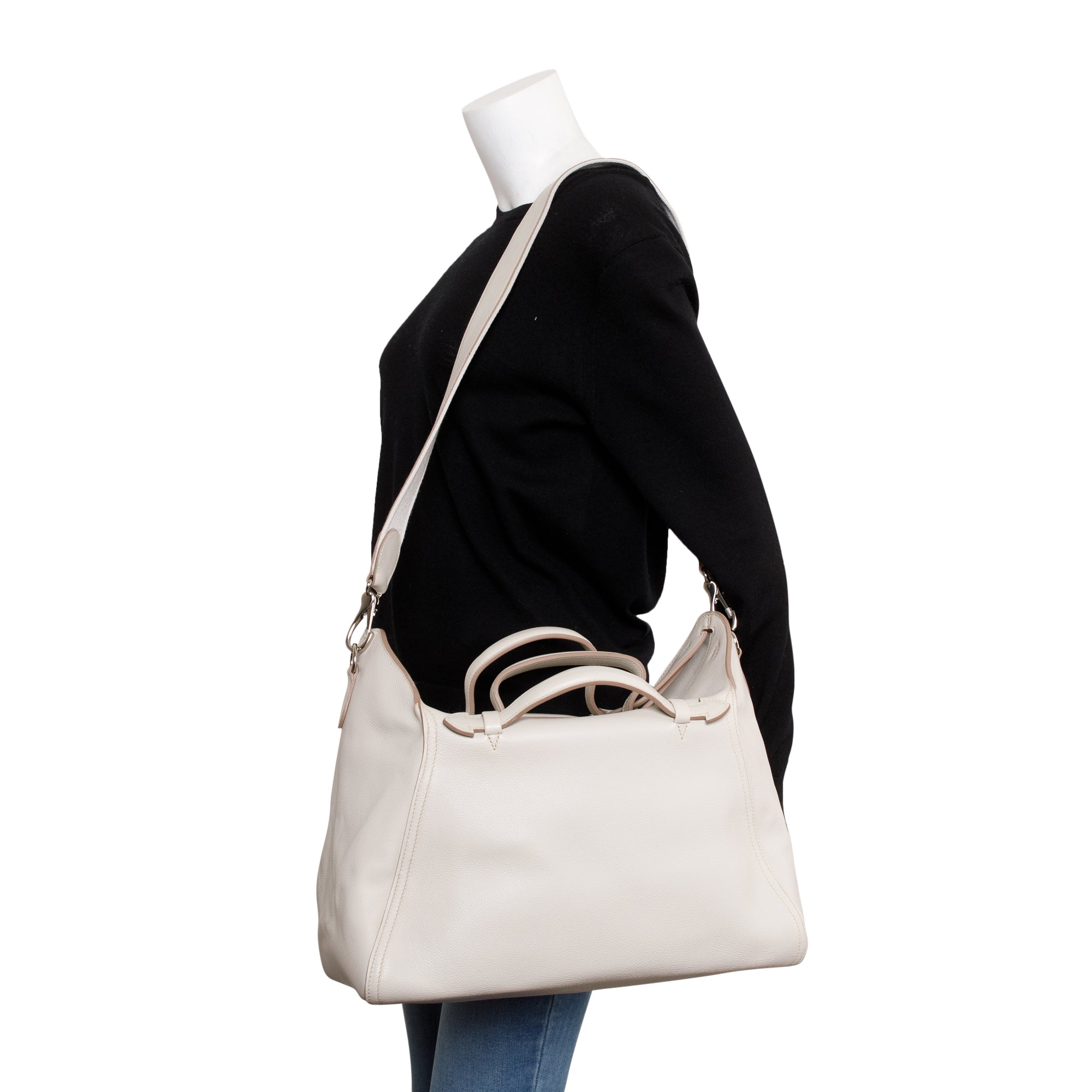 Hermes Gris Perie Evergrain Leather Sac Oxer w/ Strap