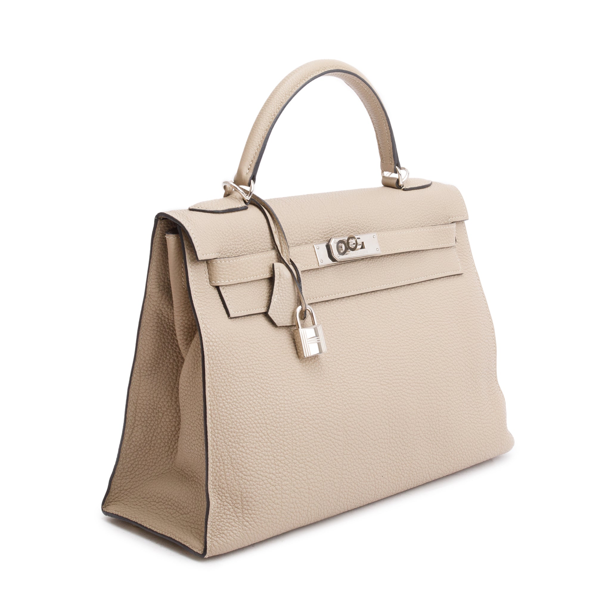 Hermes Gris Tourterelle Taurillon Clemence Kelly II Retourne 32 w/ Strap