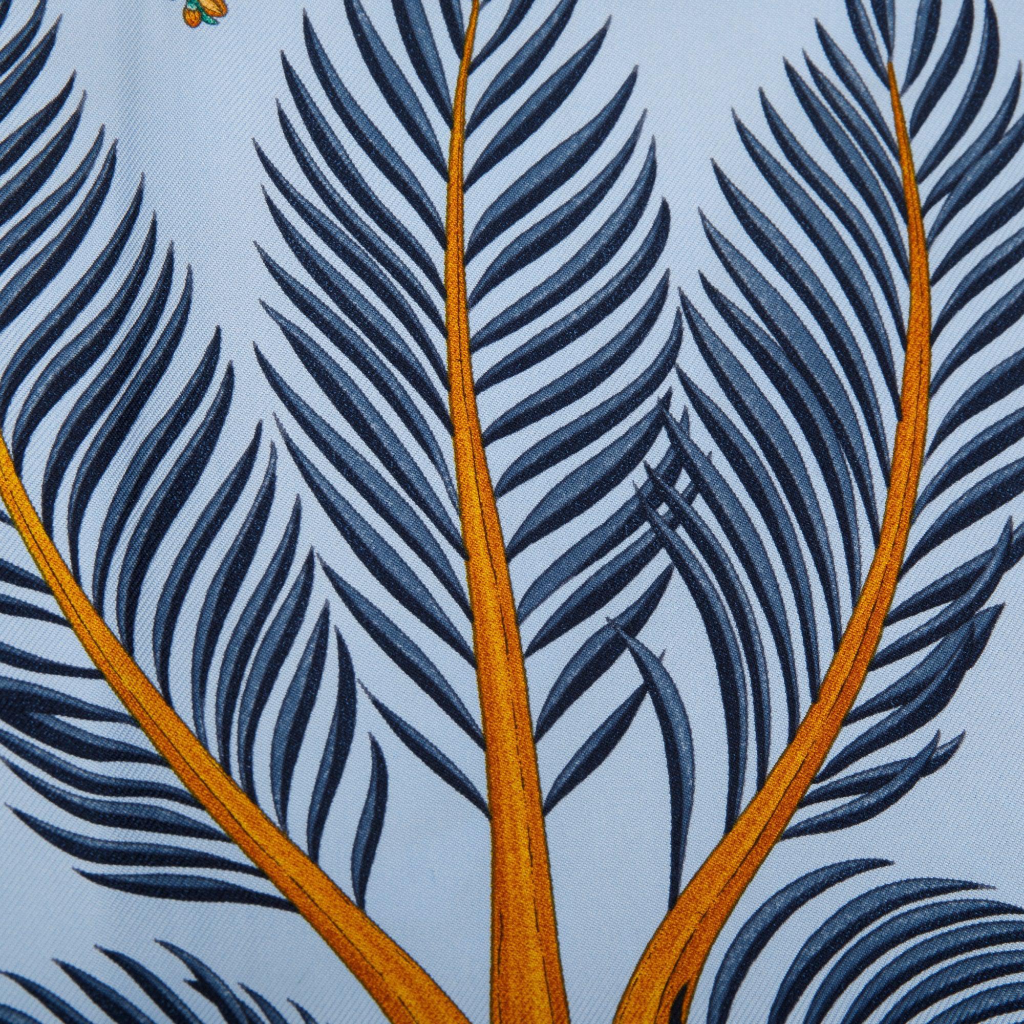 Hermes 'Index Palmarum' Blue Silk Scarf 90 w/ Box