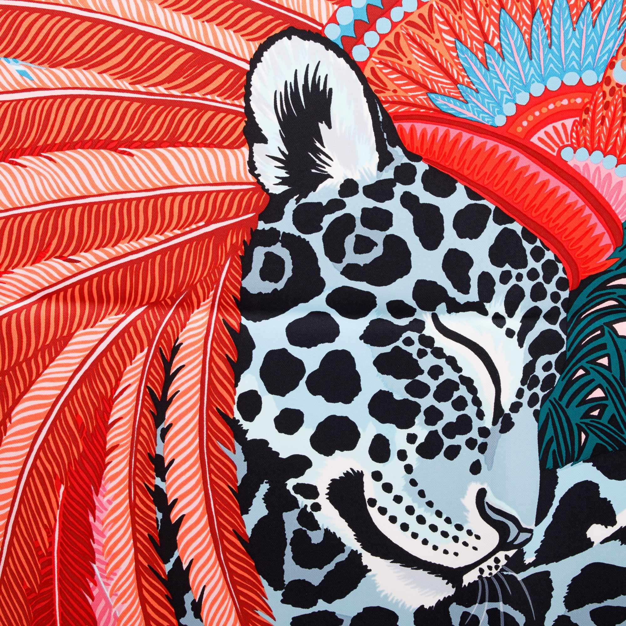 Hermes 'Jaguar Quetzal by Alice Shirley' Silk Scarf 90 w/ Box