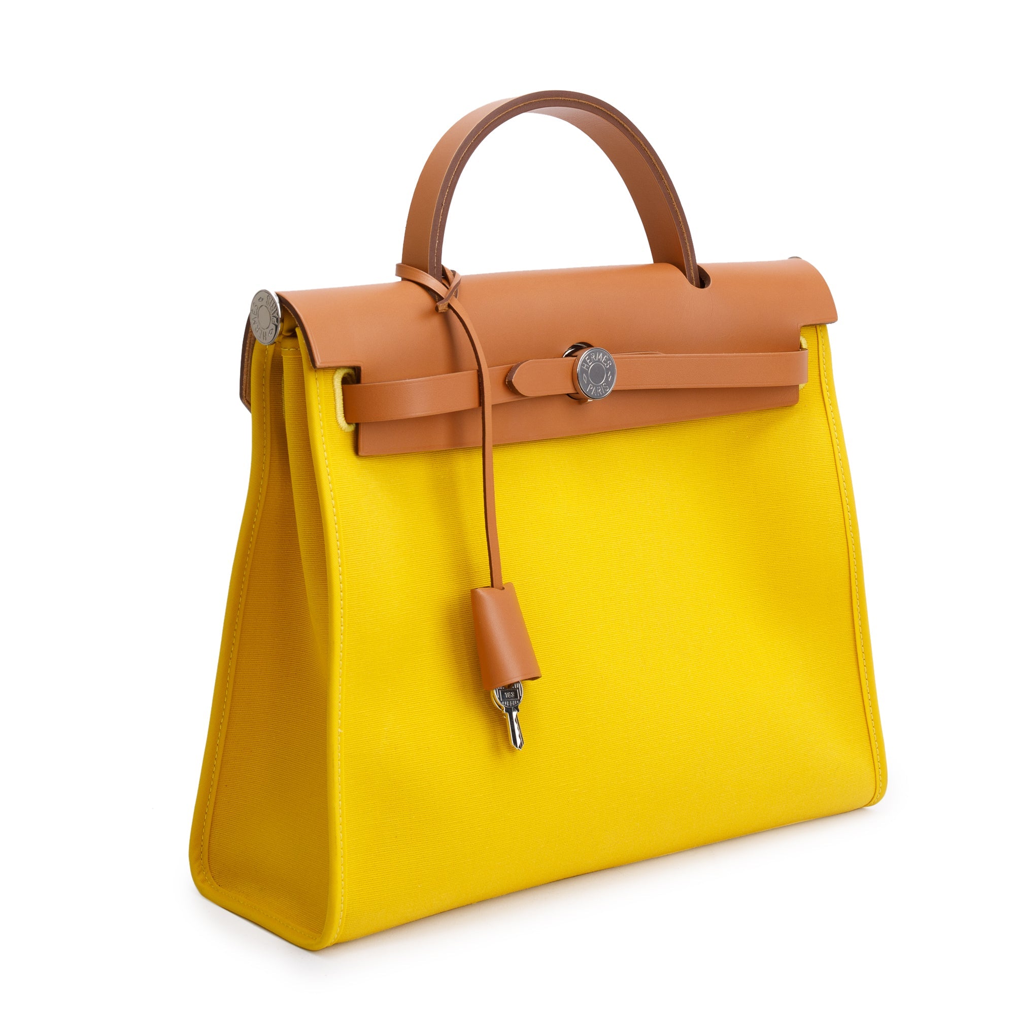 Hermes Jaune De Naples Naturel Toile Militaire Vache Hunter Herbag Zip 31 w/ Pouch & Receipt