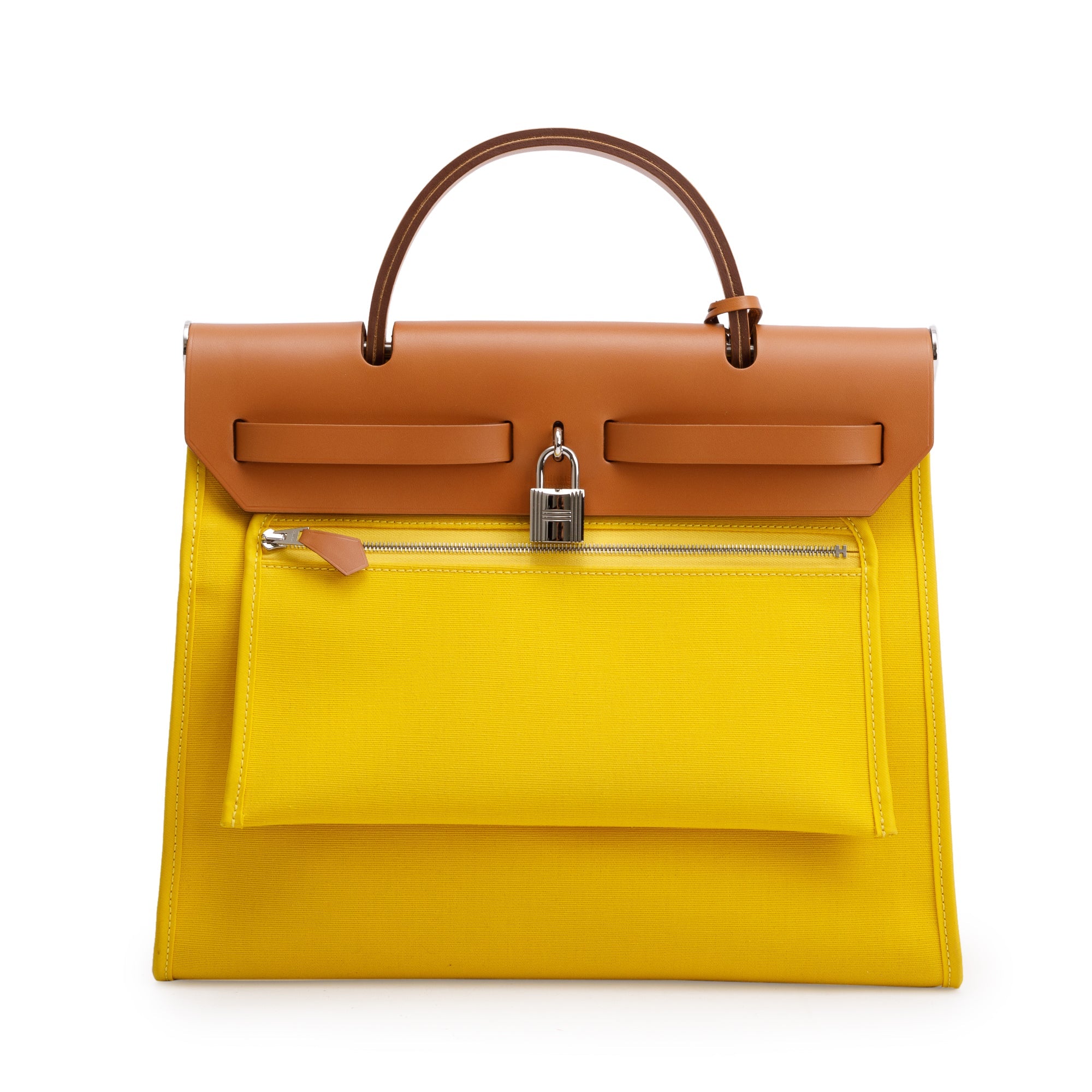 Hermes Jaune De Naples Naturel Toile Militaire Vache Hunter Herbag Zip 31 w/ Pouch & Receipt