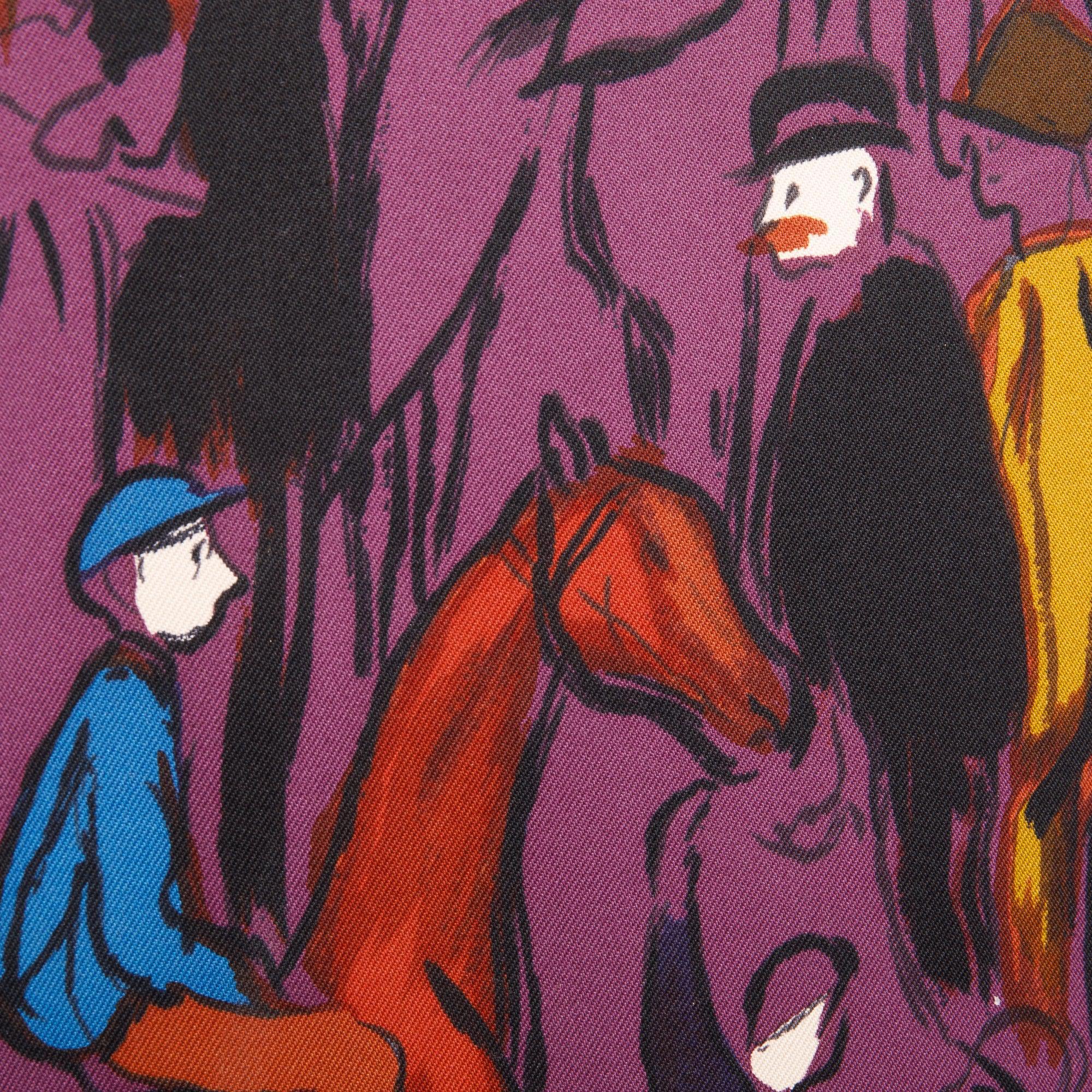 Hermes Jean-Louis Clerc Purple Multicolor Paddock Silk Scarf 90