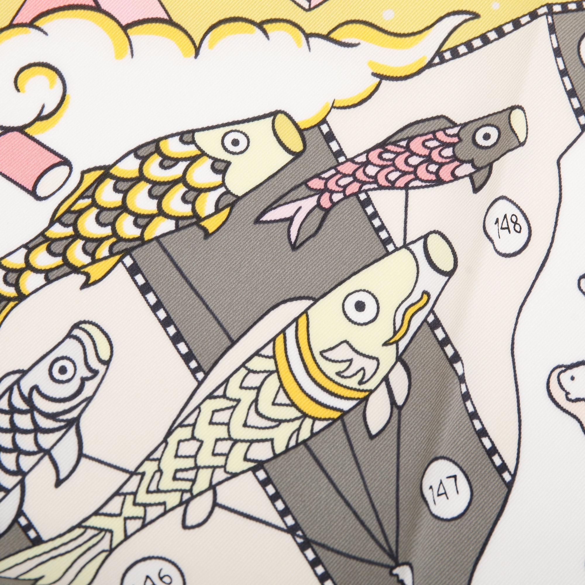 Hermes 'L'Epopee D'Hermes' White Multicolore Silk Scarf 70 w/ Box