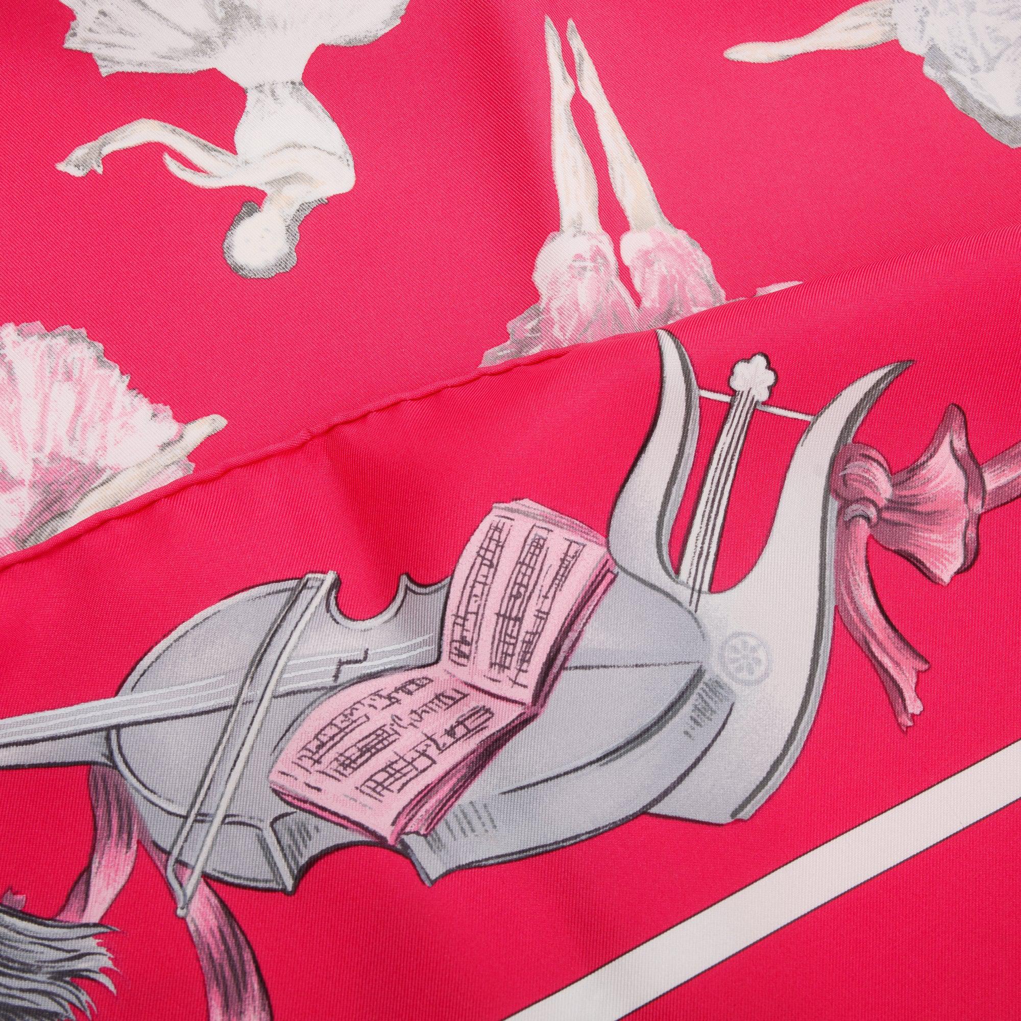 Hermes 'La Danse' Pink Silk Scarf 90 w/ Box