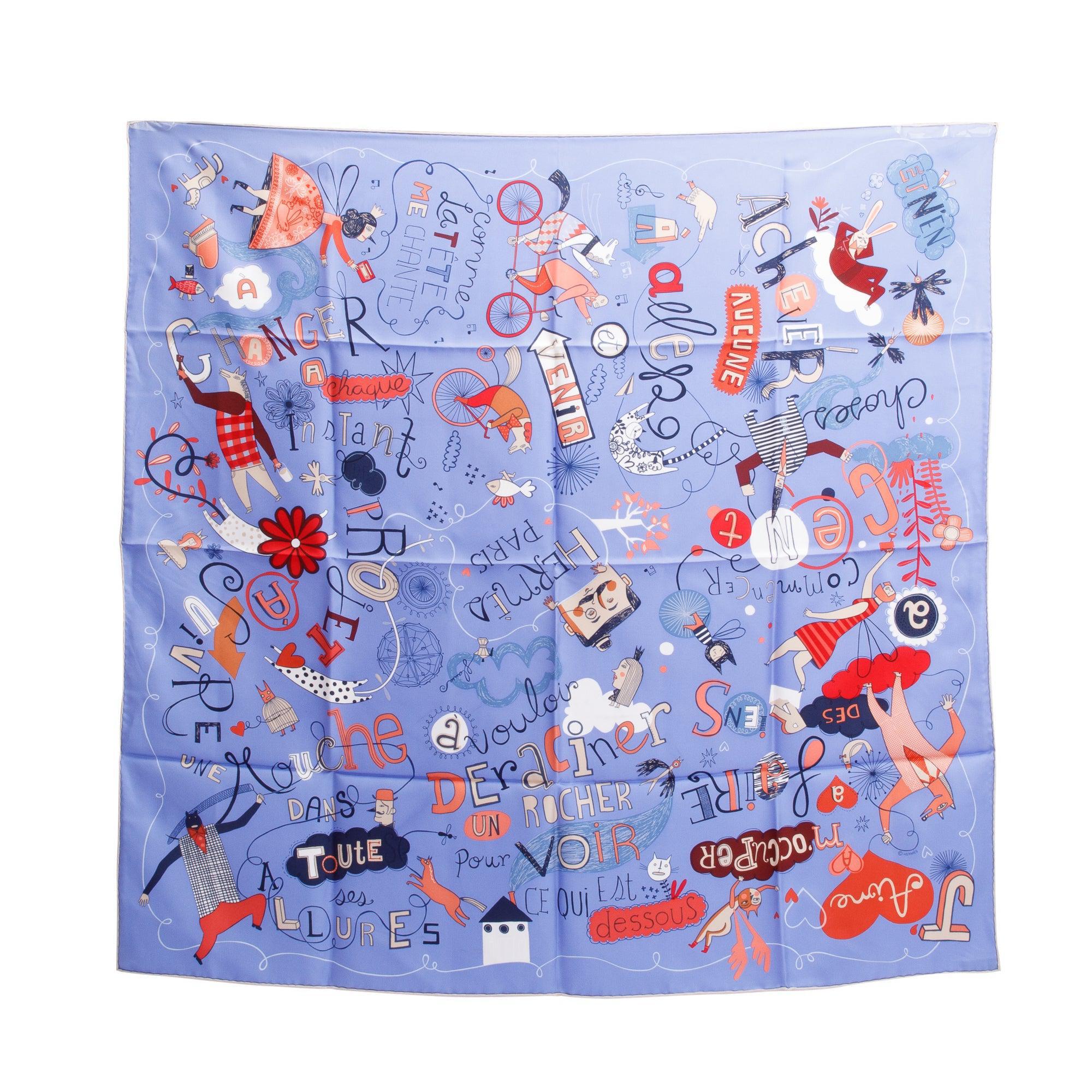 Hermes Lavande Corail Rose 'Les Confessions' Silk Scarf 90 w/ Box