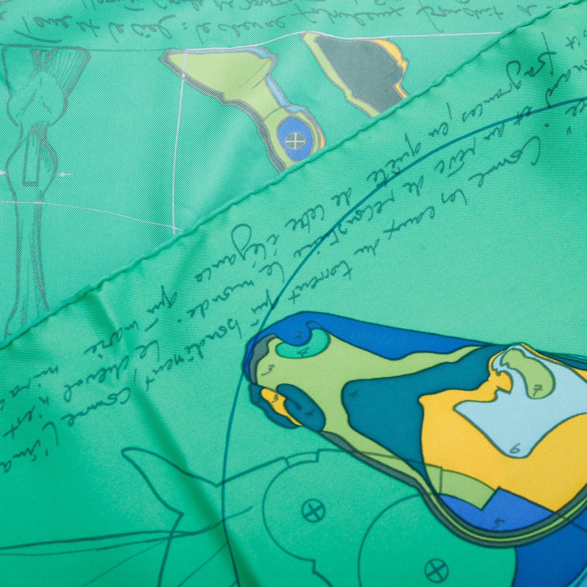 Hermes 'Le Pegase de Hermes' Green Silk Scarf 90 w/ Box