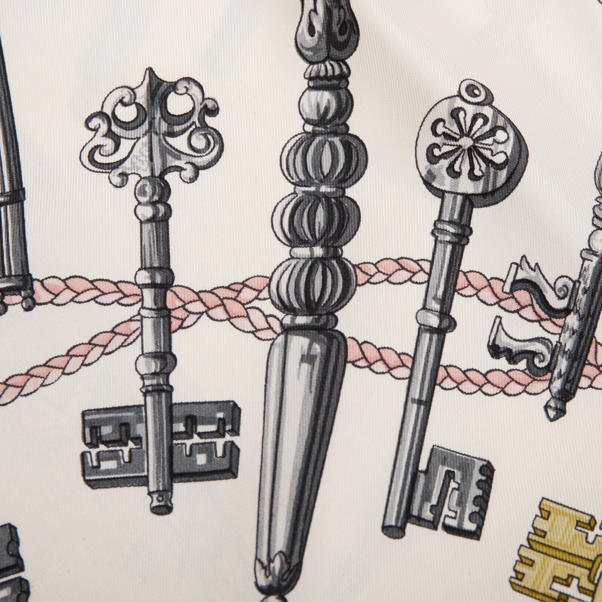 Hermes 'Les Cles Carre' Pink Multicolour Silk Scarf 90 w/ Box