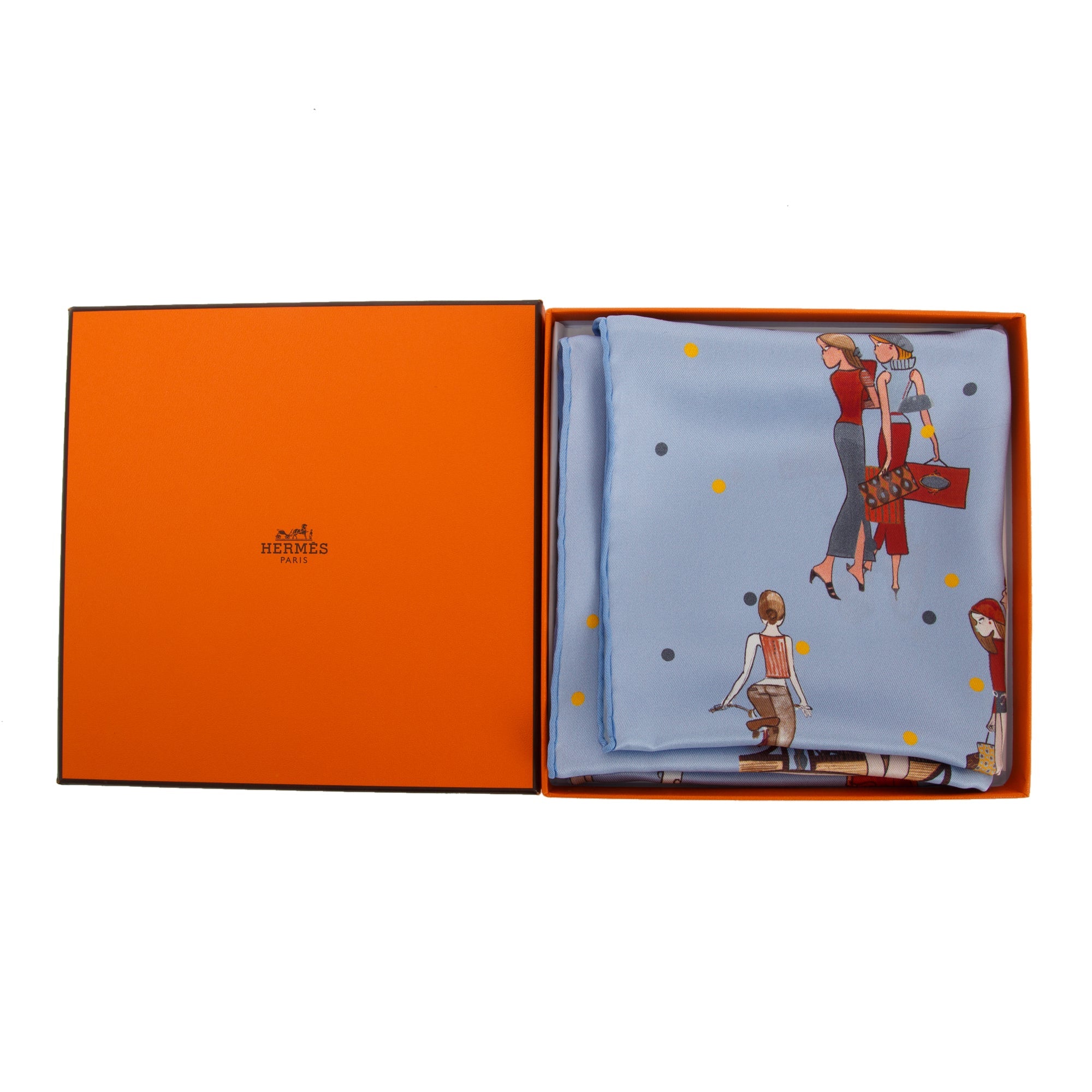 Hermes 'Les Parisiennes De Kiraz' Silk Scarf 70 w/ Box