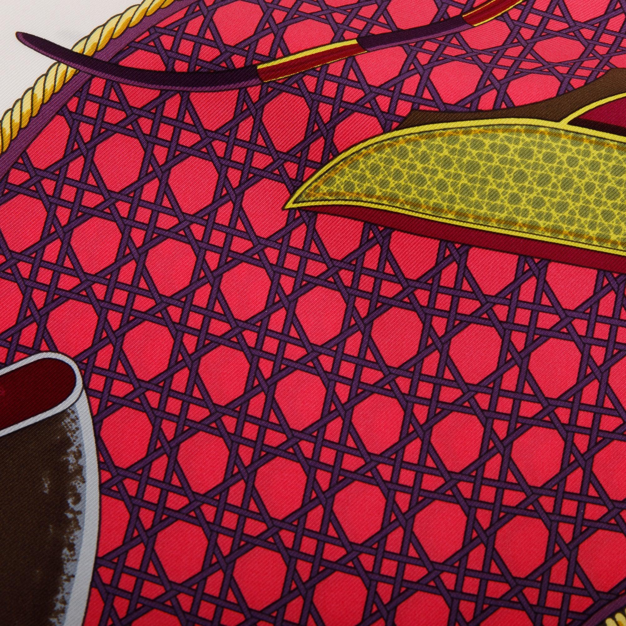 Hermes 'Les Voitures A Transformation' Multicolour Silk Scarf 90 w/ Box