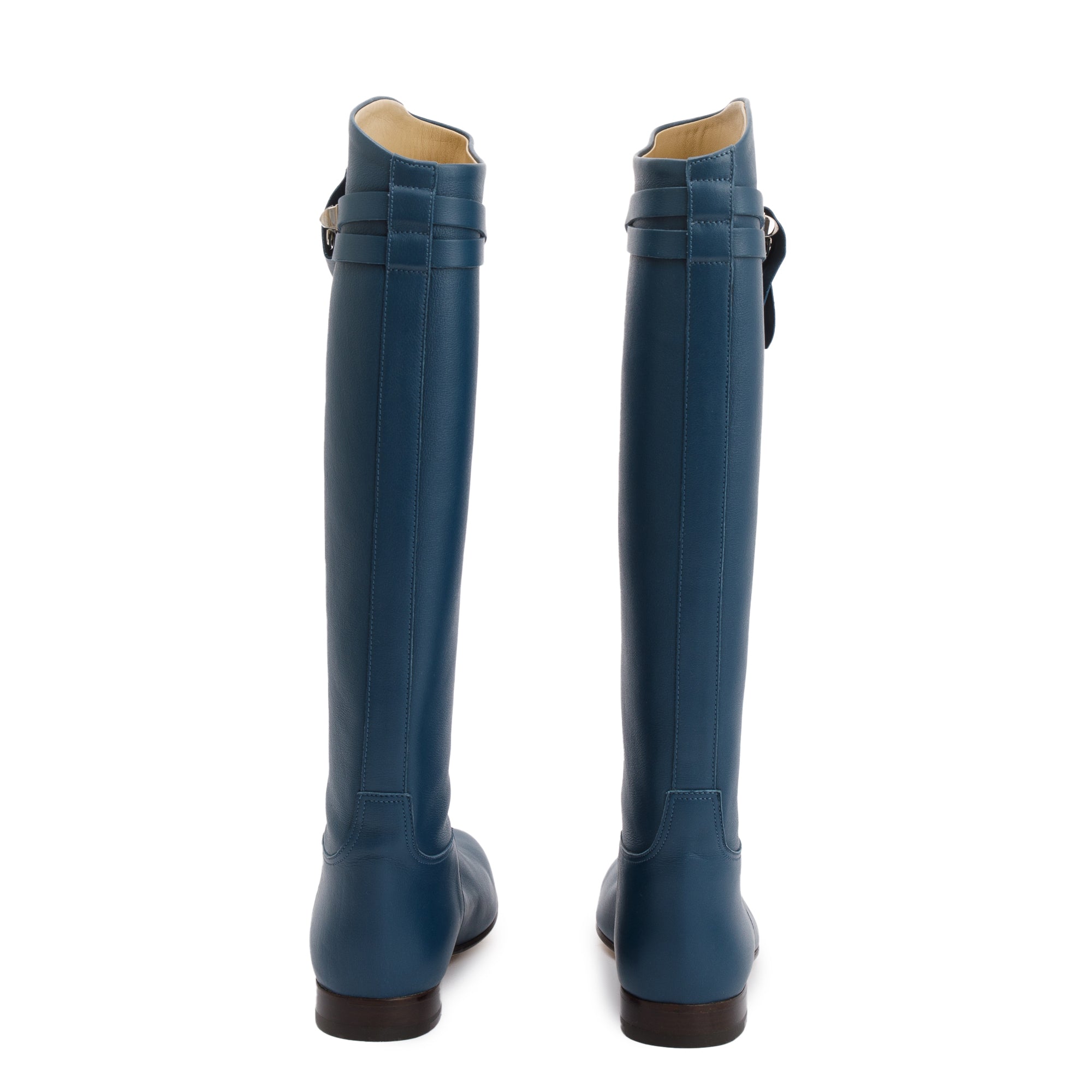 Hermes Maine Calfskin Leather Palladium Plated Collier de Chien Riding Boots, Size 38