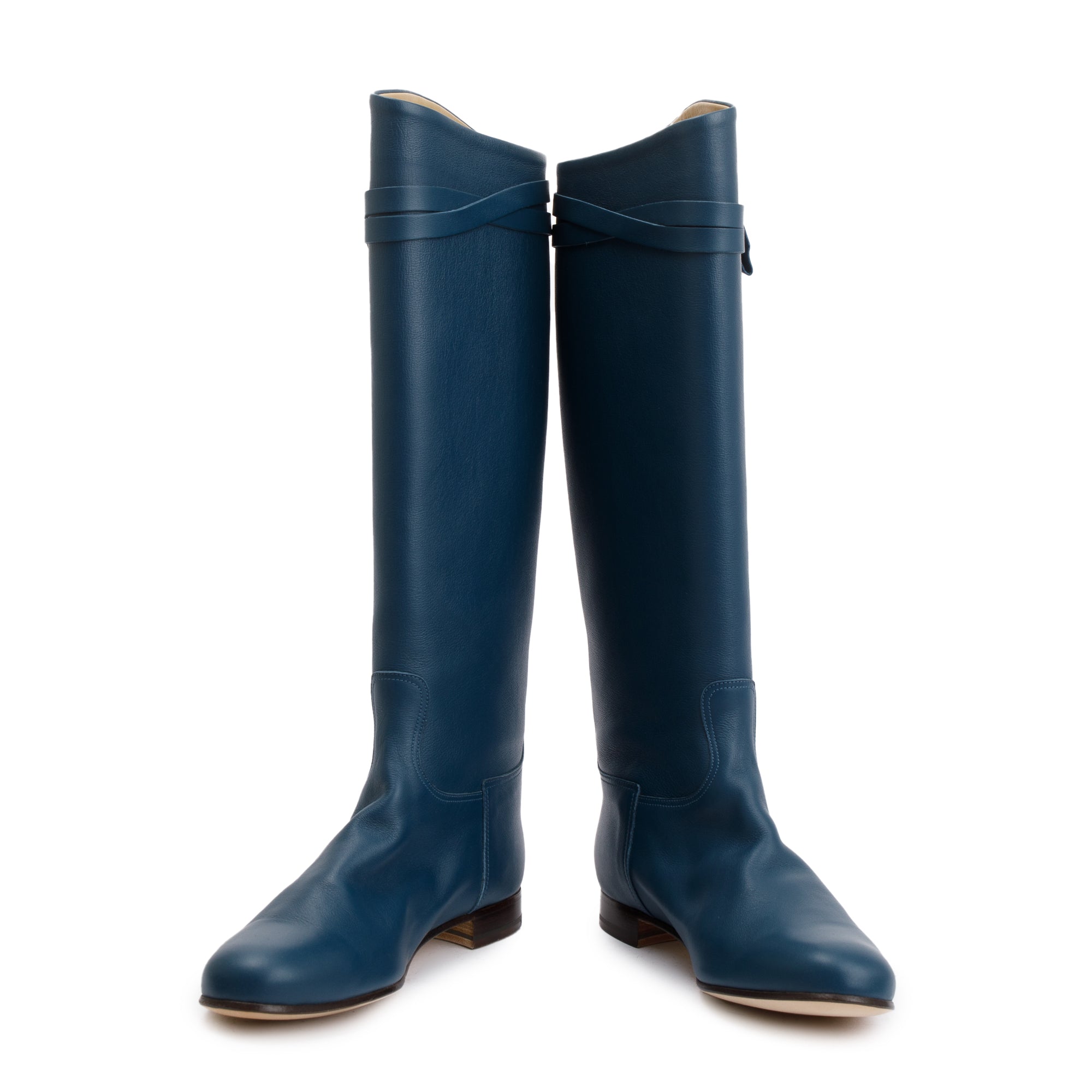 Hermes Maine Calfskin Leather Palladium Plated Collier de Chien Riding Boots, Size 38