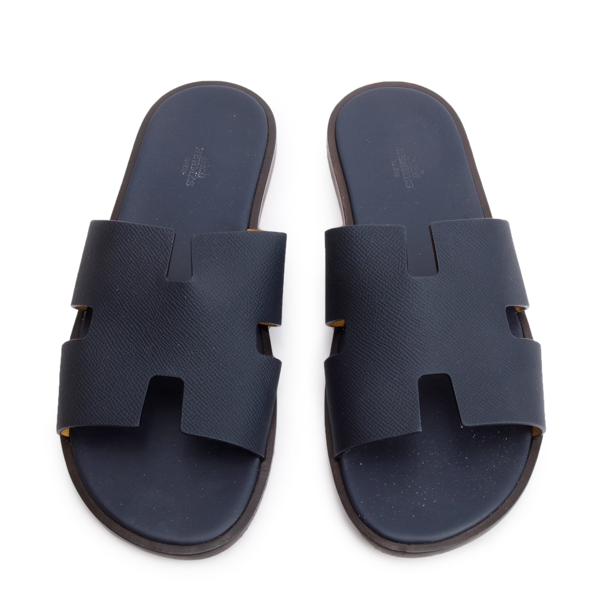 Hermes Maine Veau Epsom Leather Mens Izmir Sandals, Size 44 w/ Box