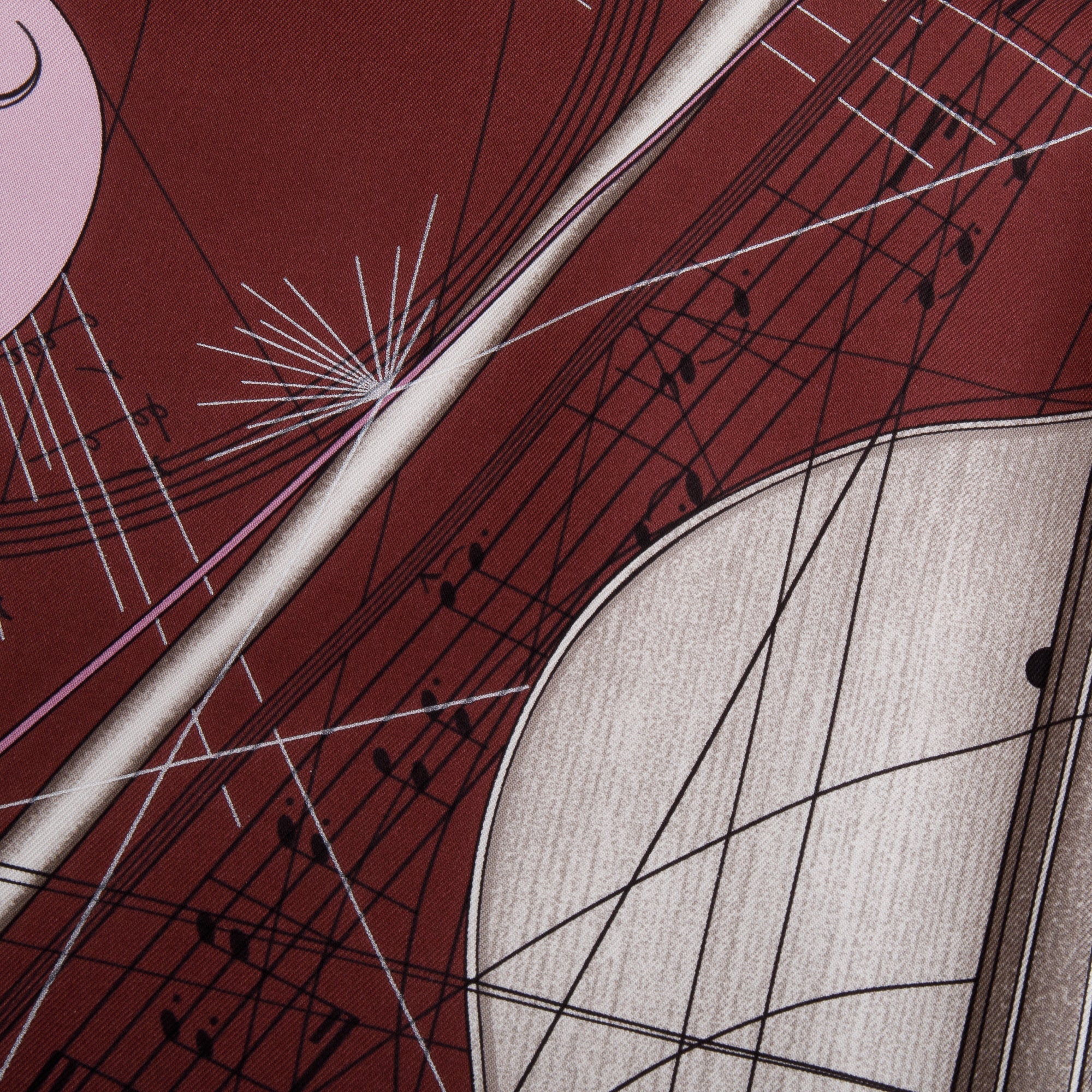 Hermes Maroon 'La Musique des Spheres' Silk Scarf 90 w/ Box