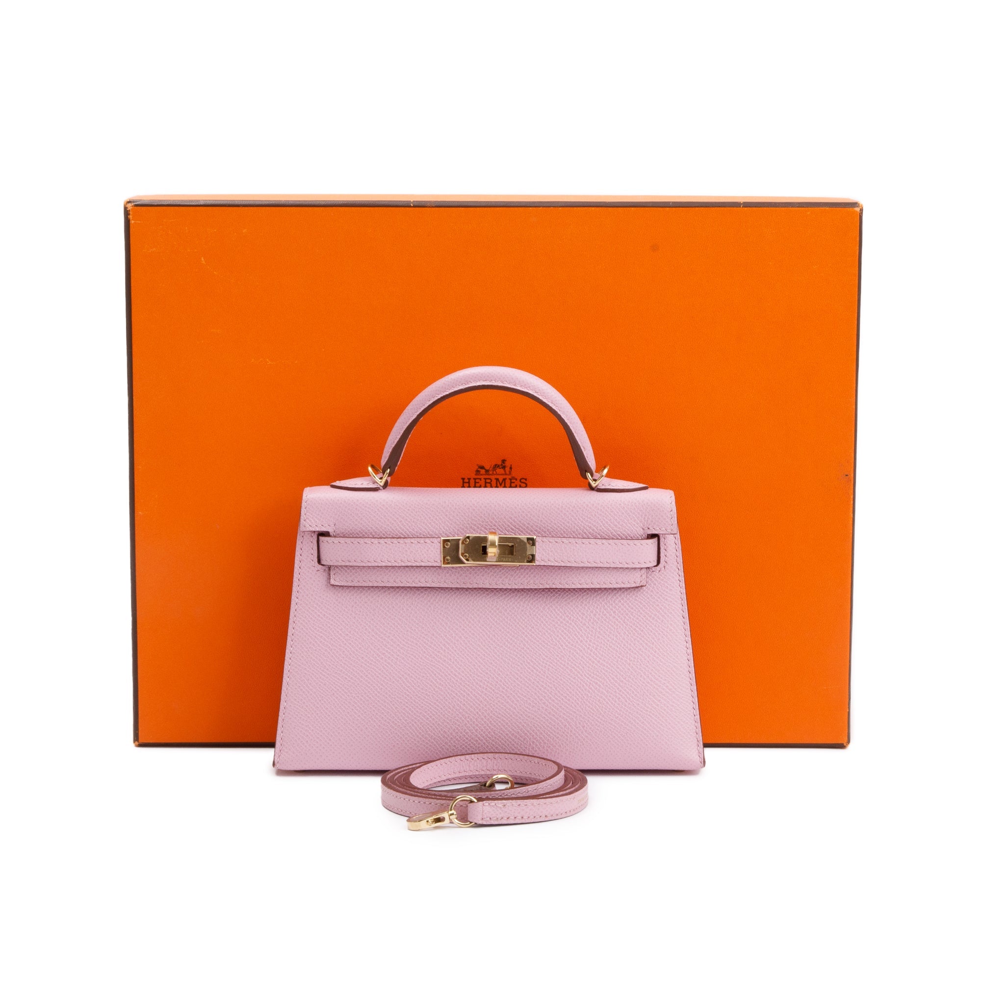 Hermes Mauve Sylvestre Epsom Leather Mini Kelly II Sellier 20 w/ Box & Strap