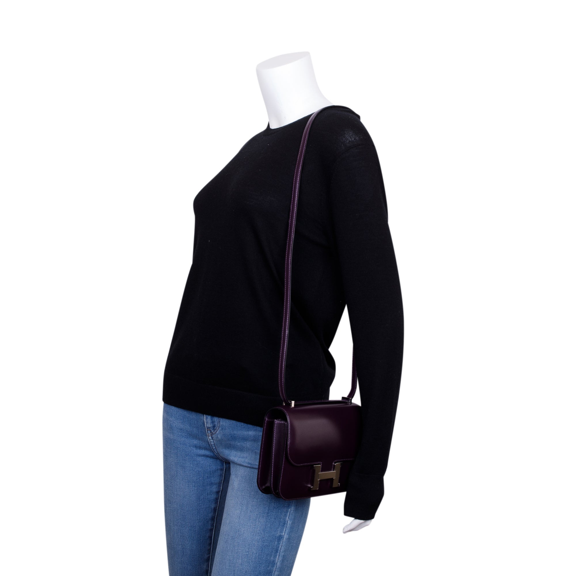 Hermes Mini Raisin Veau Box Leather Constance 18