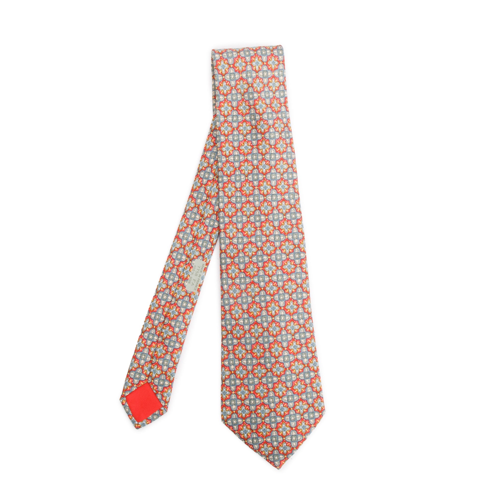 Hermes Multicolor 7758 FA Printed Silk Tie w/ Box