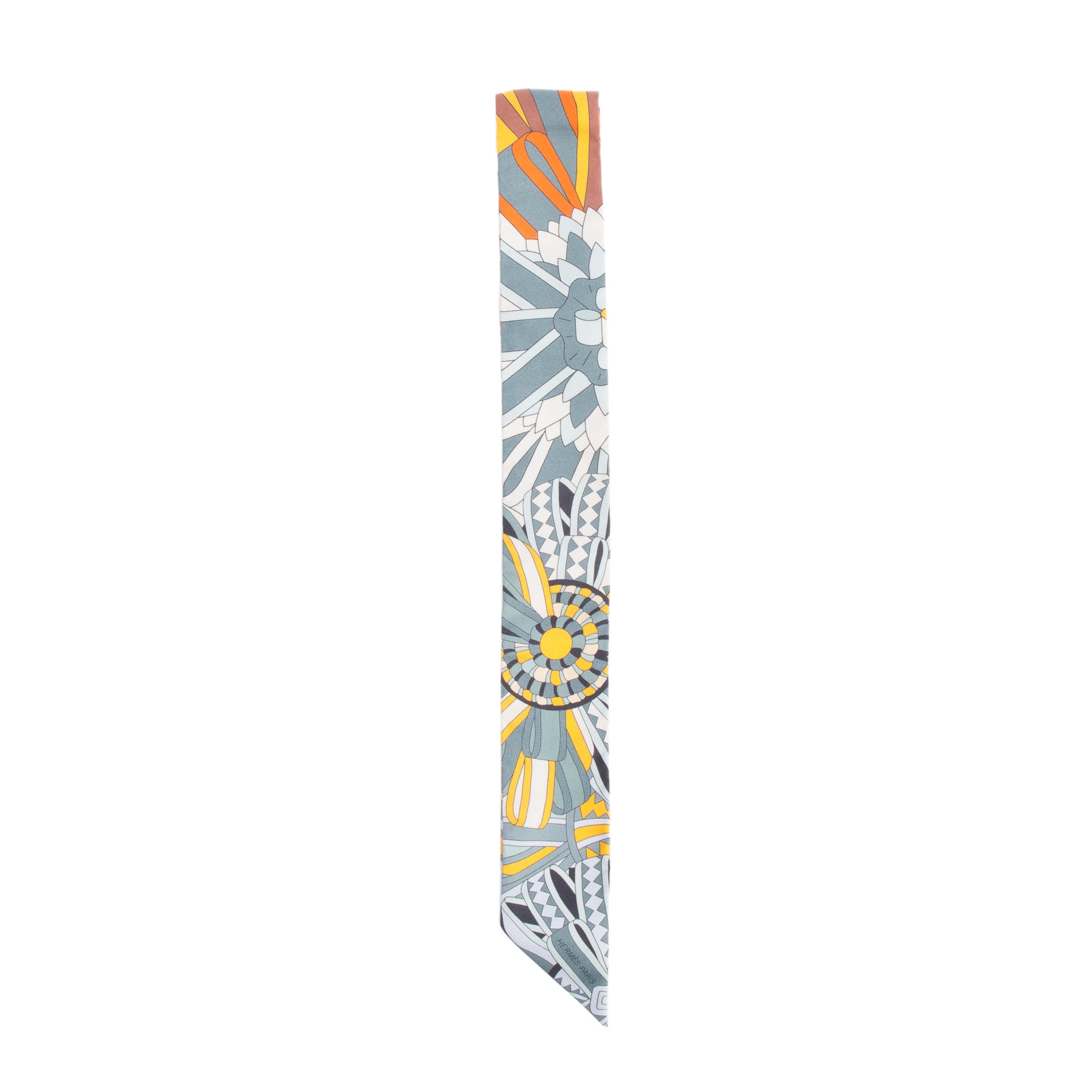 Hermes Multicolor 'Les Flots Du Cheval' Silk Twilly w/ Box