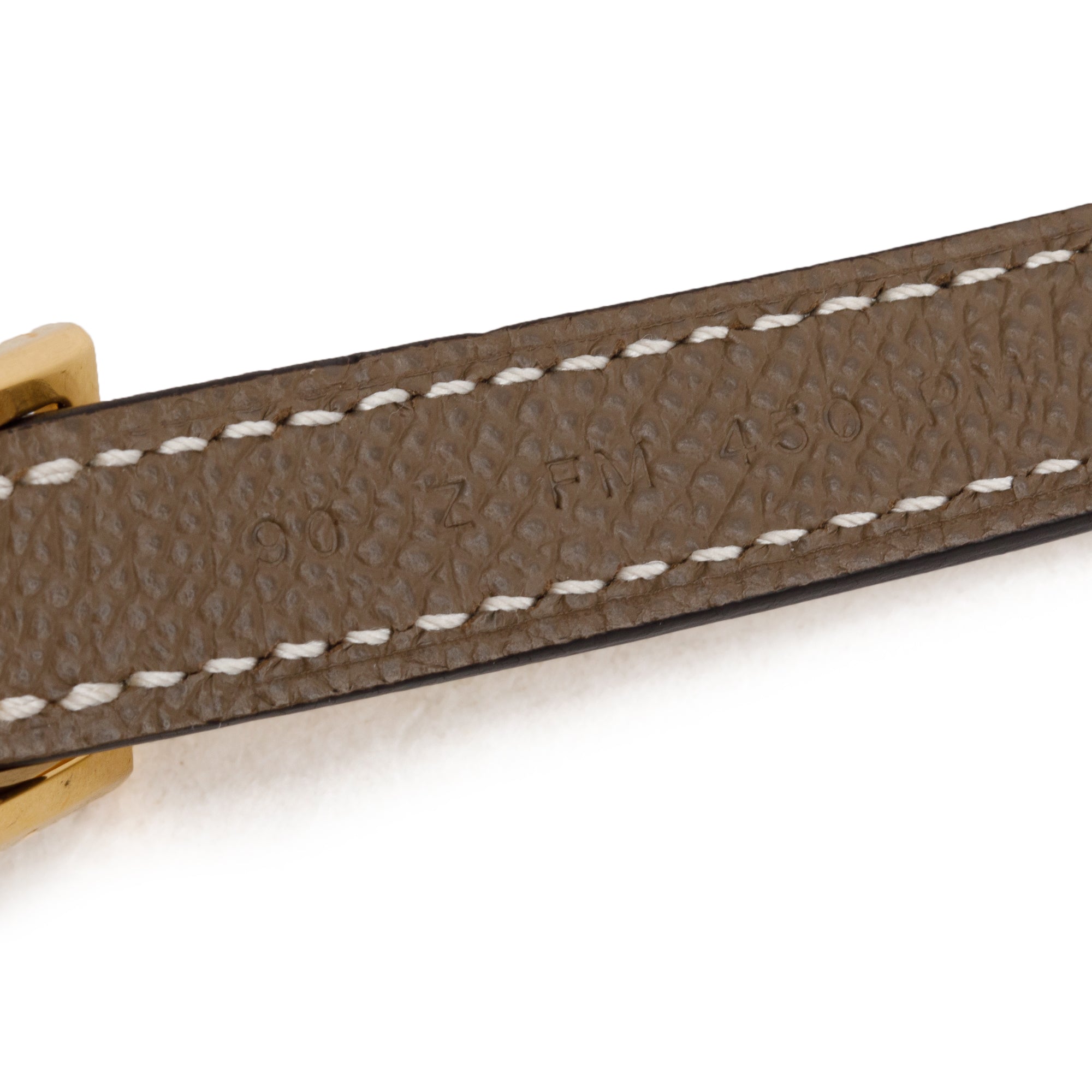 Hermes Nata/Etoupe Swift & Epsom Leather Lucky 15 Reversible Belt, Size 90 w/ Box