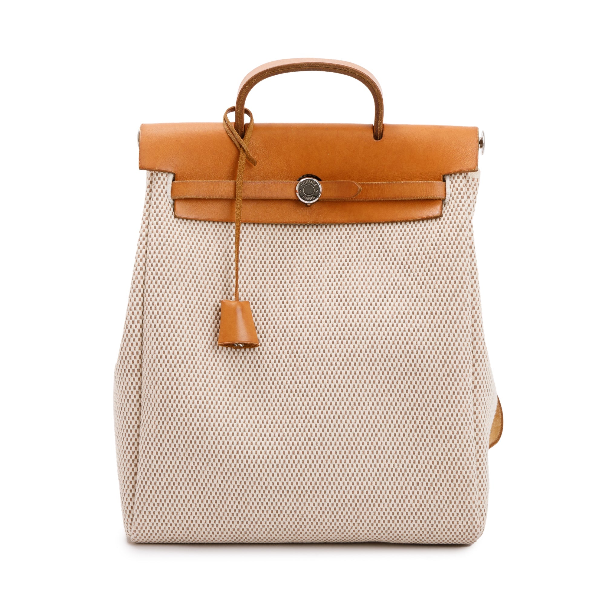 Hermes Natural Toile Vache Calfskin Herbag Backpack
