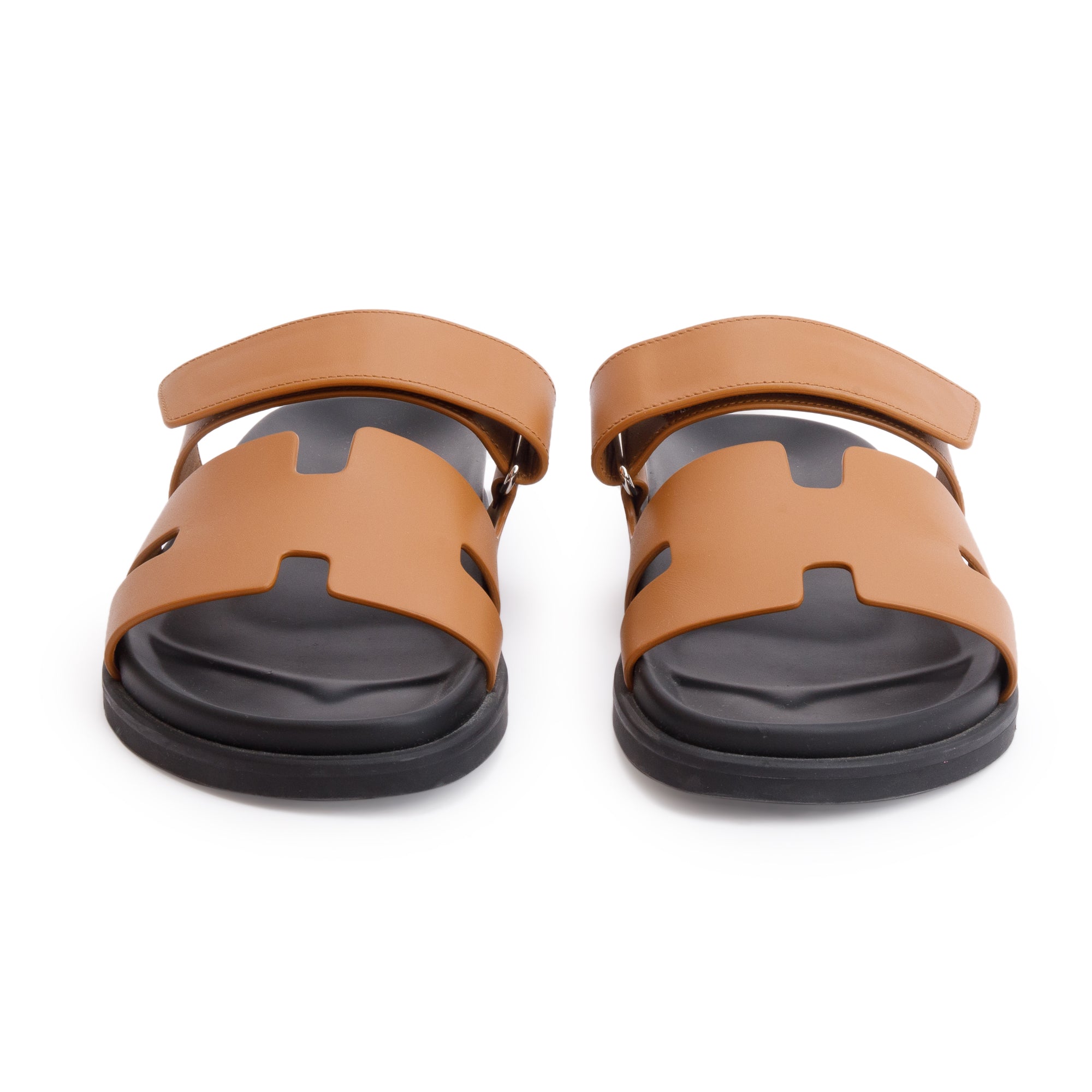 Hermes Naturel Veau Calfskin Leather Chypre Sandals, Size 42 w/ Box