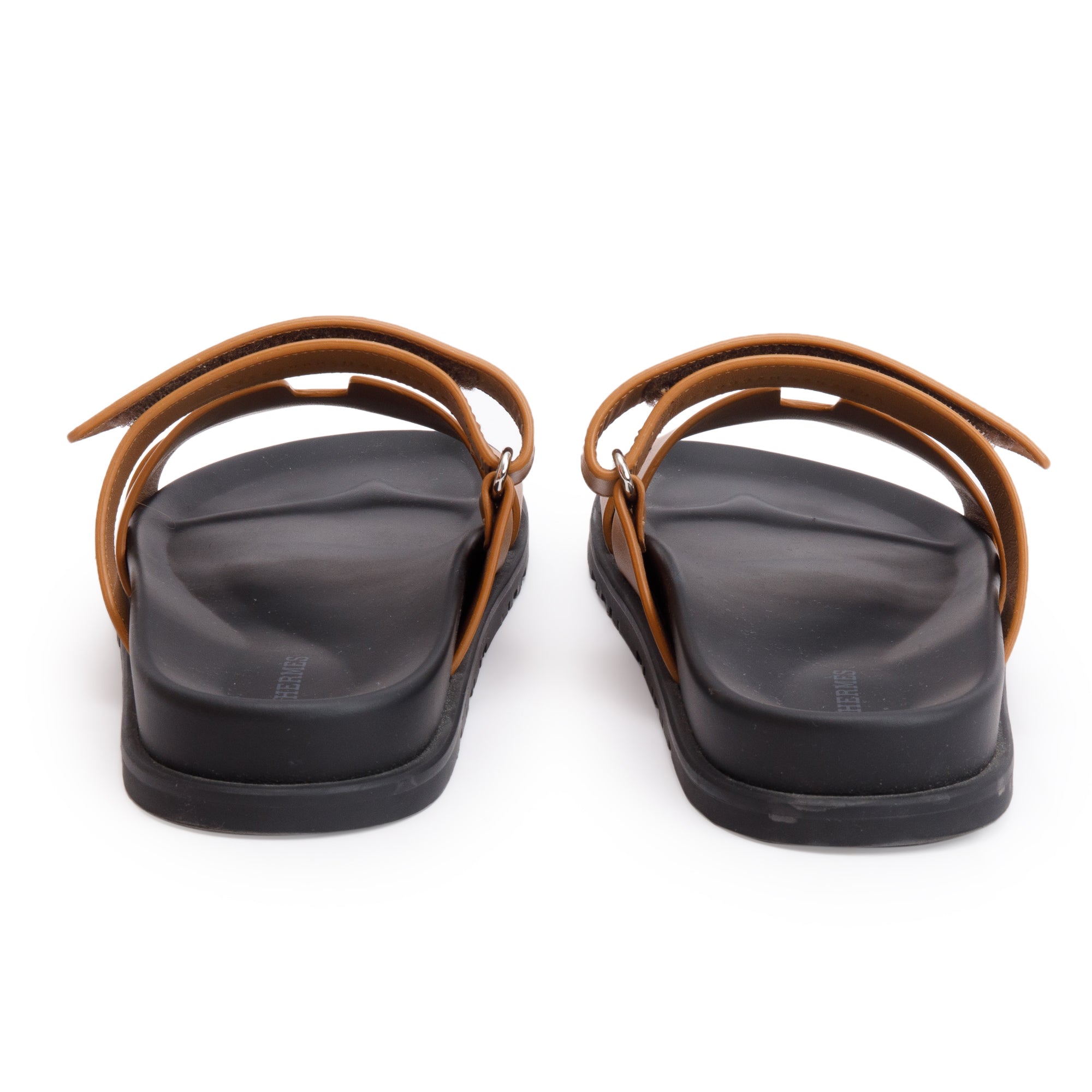 Hermes Naturel Veau Calfskin Leather Chypre Sandals, Size 42 w/ Box