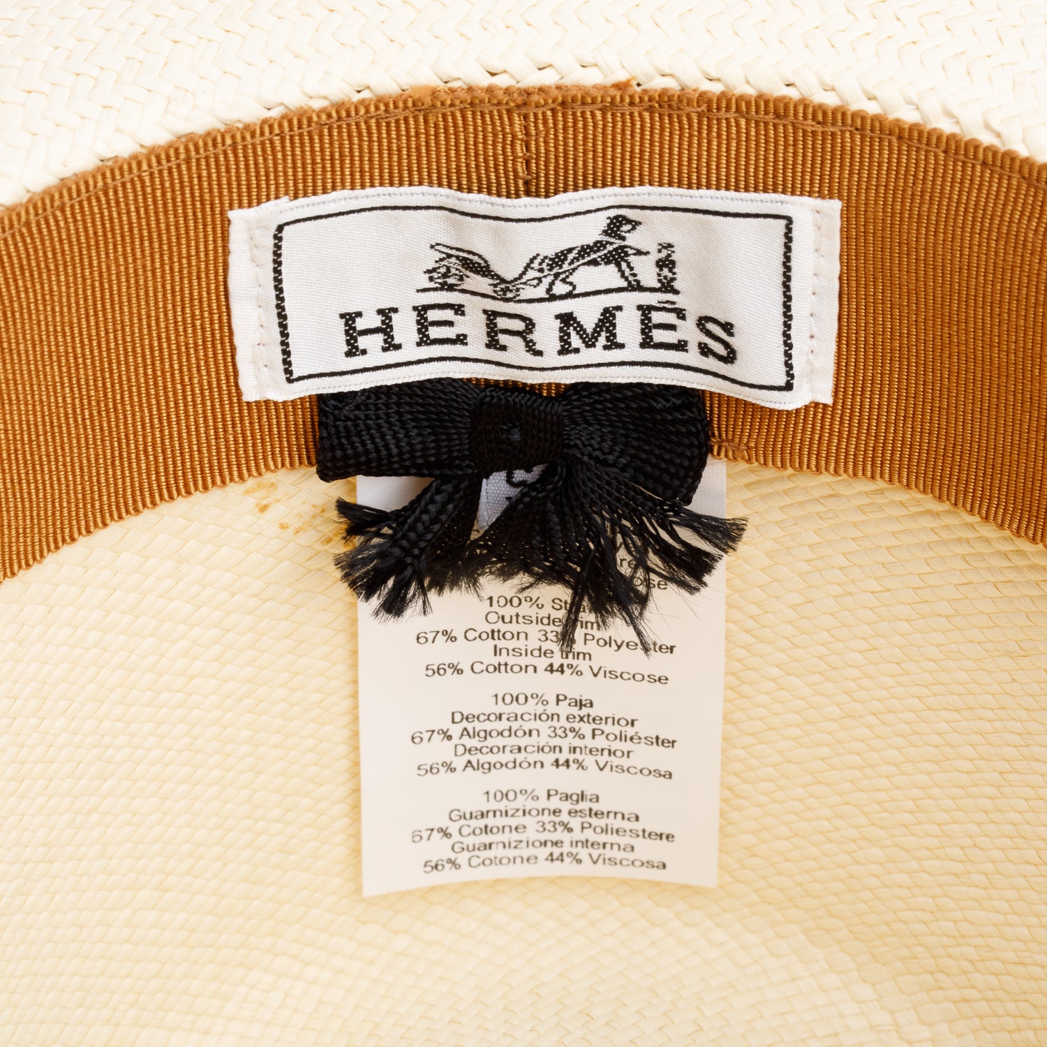 Hermes Neutral Straw Izia Bucket Hat w/ Box