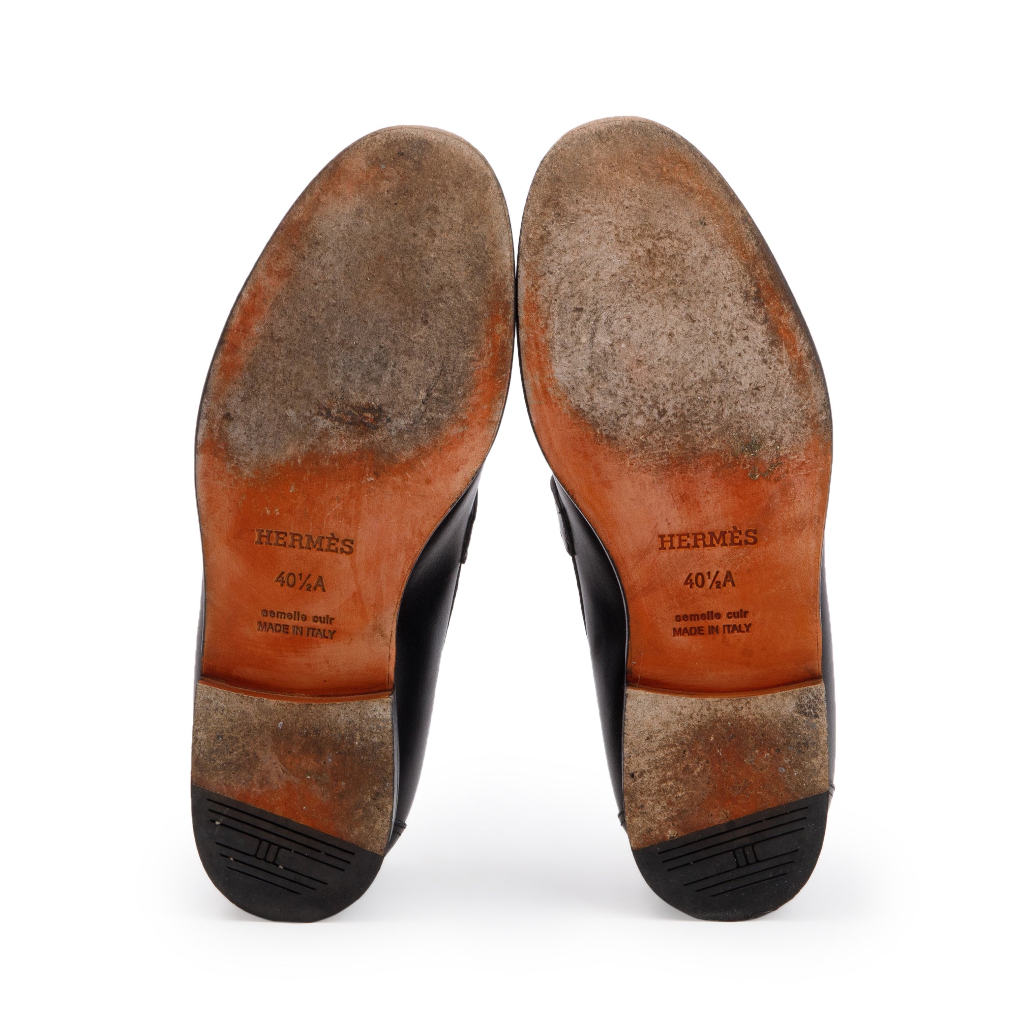 Hermes Noir Calfskin Leather Destin Loafer, Size 40.5 w/ Box