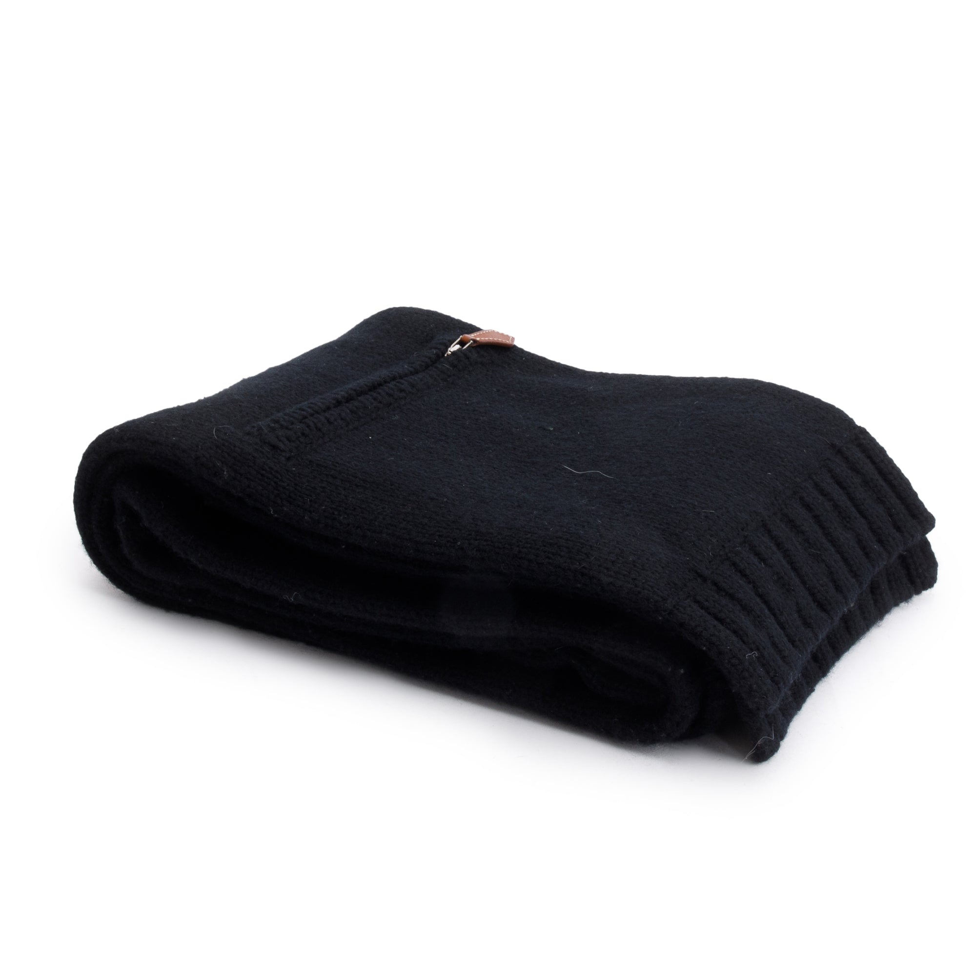 Hermes Noir Cashmere Zip Pocket Muffler