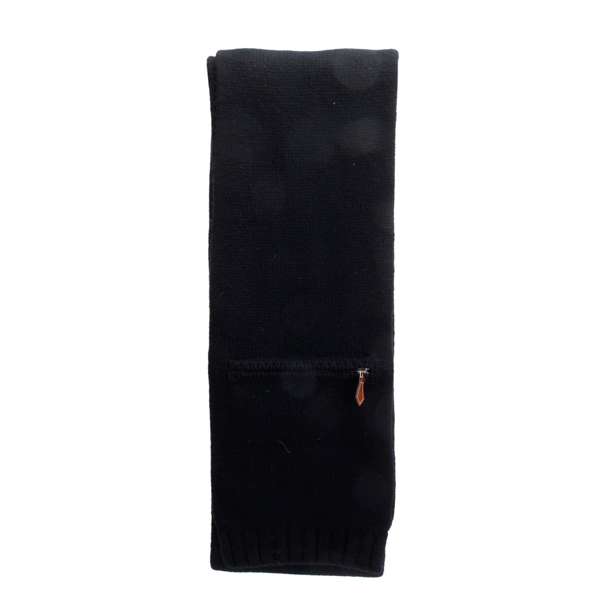 Hermes Noir Cashmere Zip Pocket Muffler