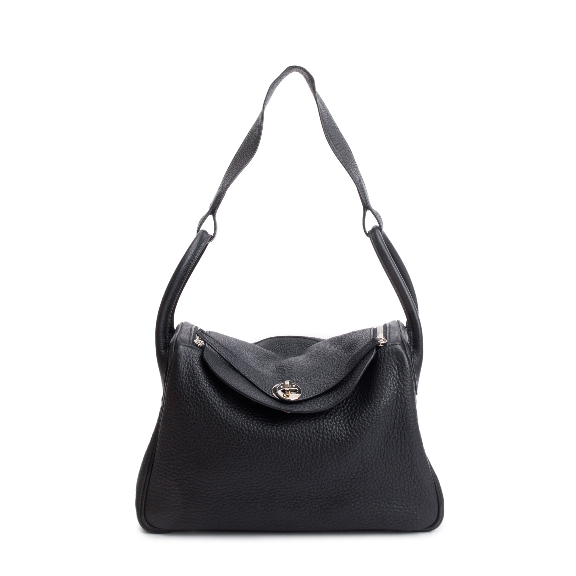 Hermes Noir Clemence Leather Lindy 30