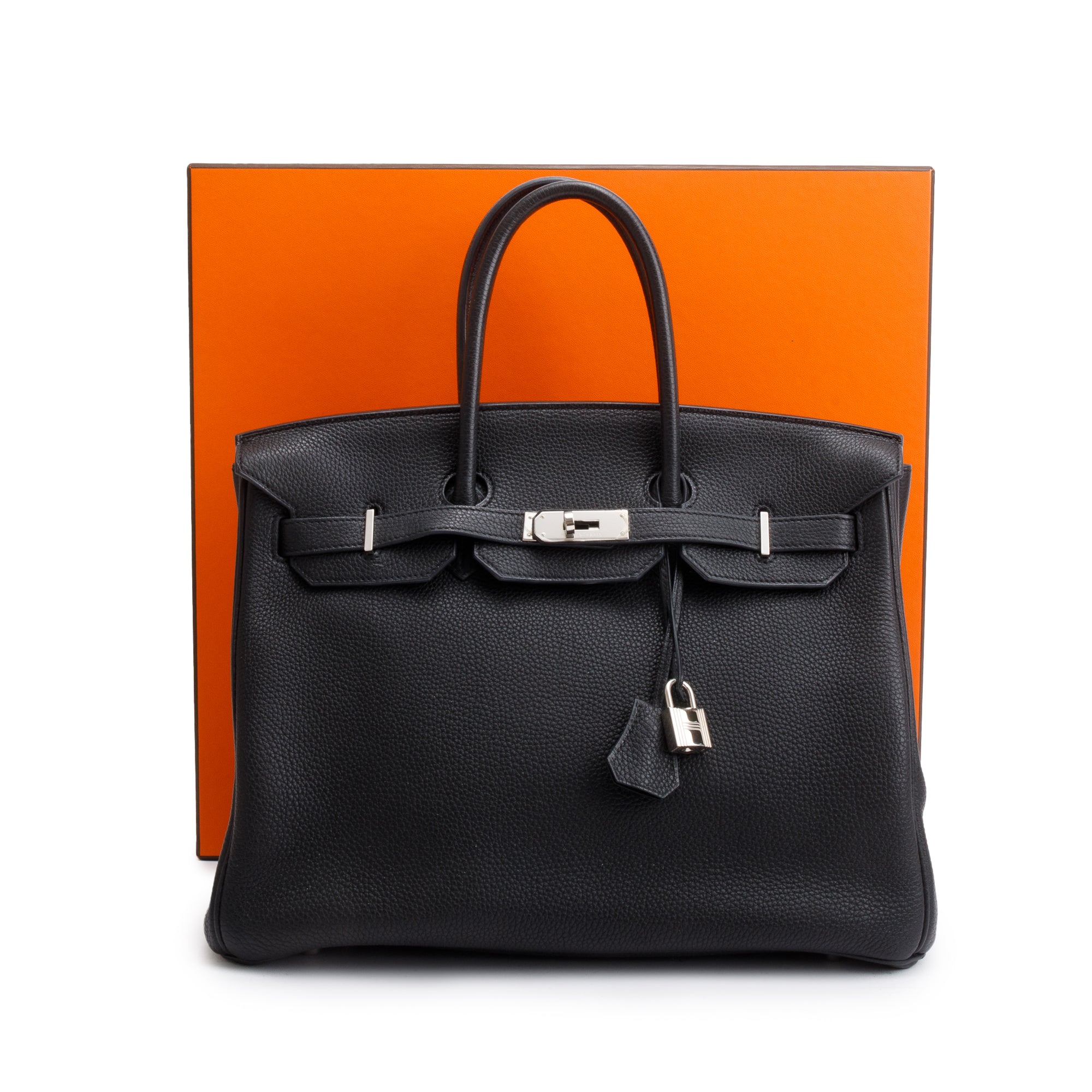 Hermes Noir Taurillon Clemence Birkin 35 w/ Box