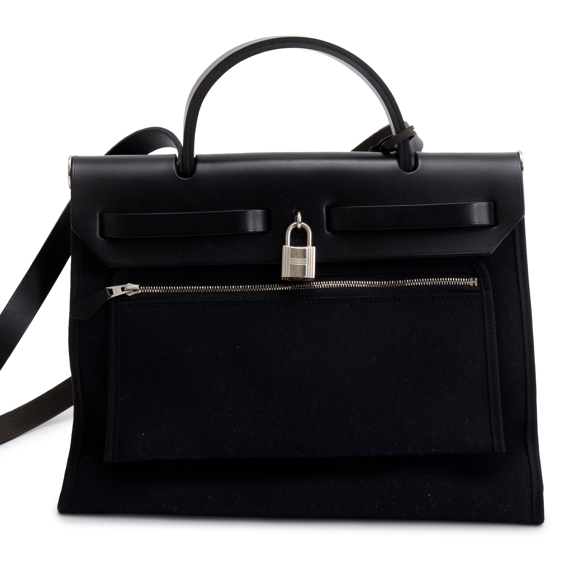 Hermes Noir Toile Militaire Vache Hunter Herbag Zip 31