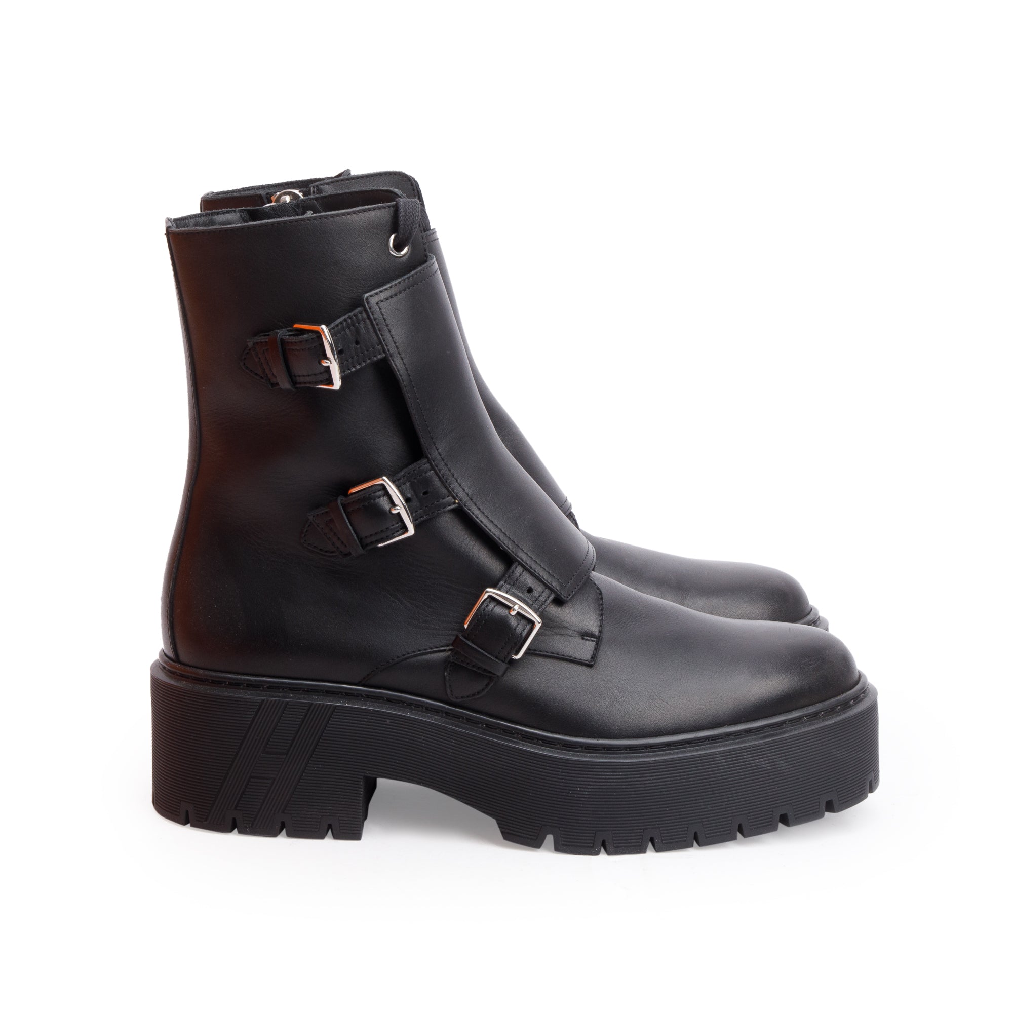 Hermes Noir Veau Aniline Mens Bottillons Hoodie Boots, Size 41.5 w/ Box