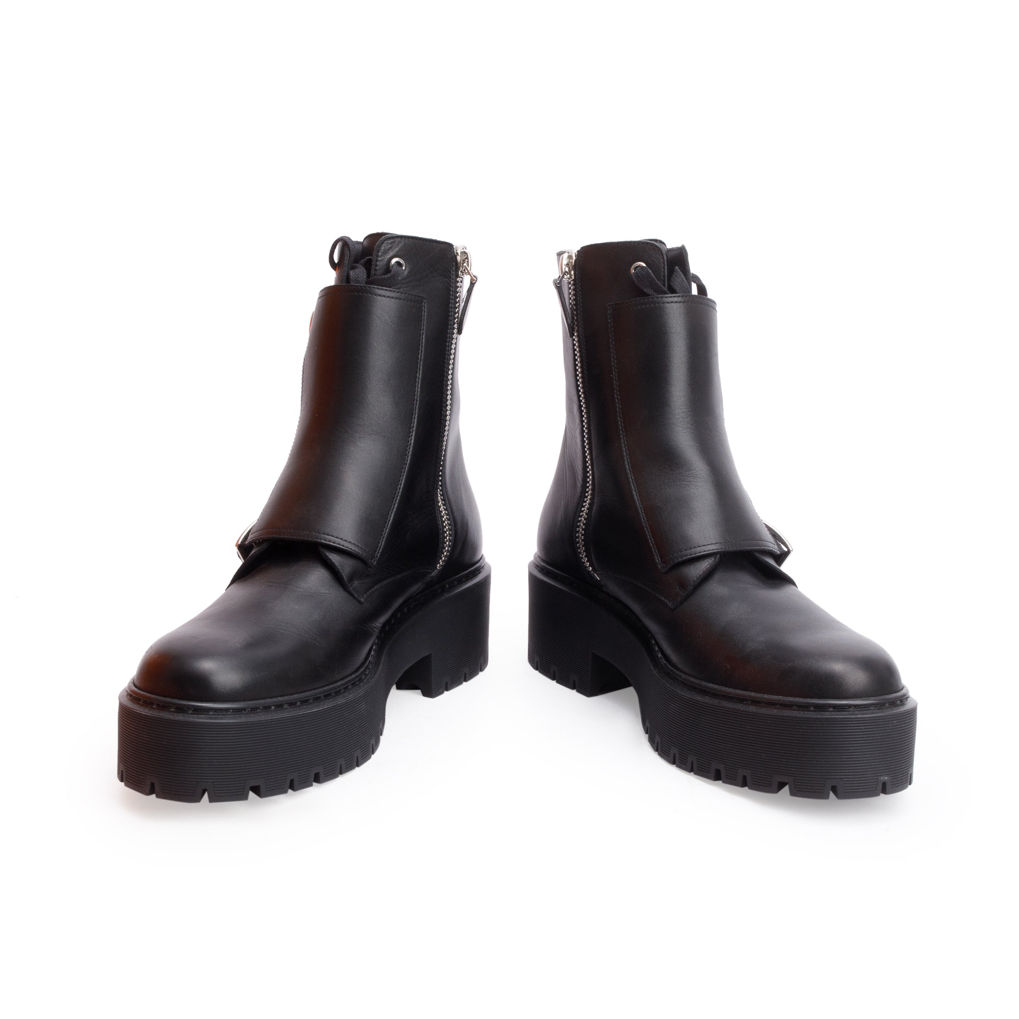 Hermes Noir Veau Aniline Mens Bottillons Hoodie Boots, Size 41.5 w/ Box