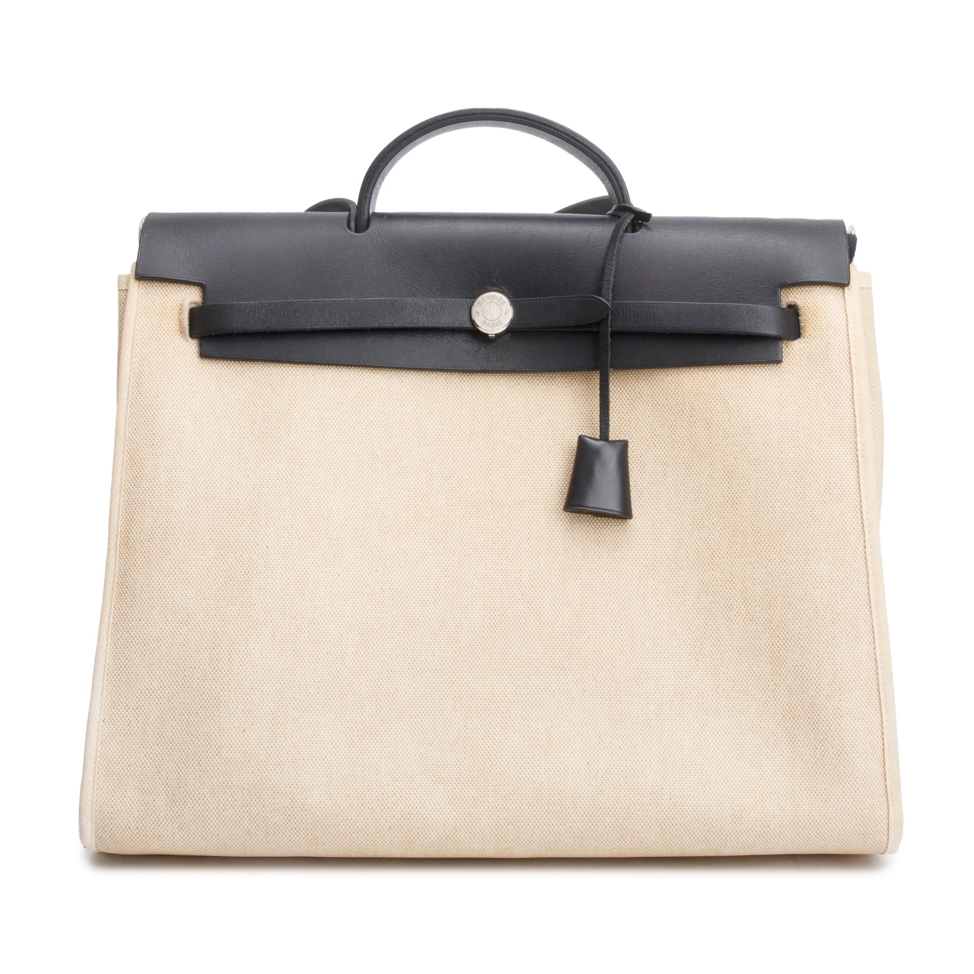 Hermes Noire Natural Toile Militaire Vache Hunter Herbag Zip 39