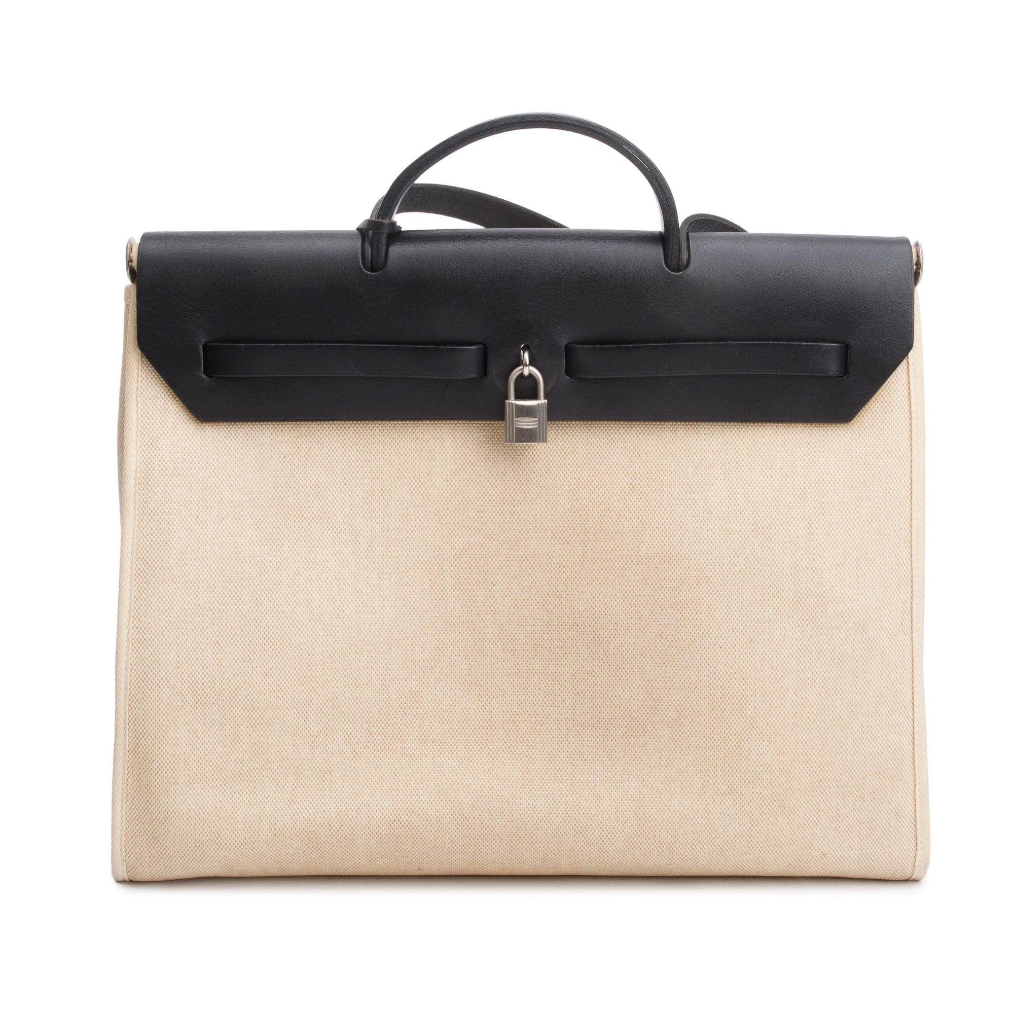 Hermes Noire Natural Toile Militaire Vache Hunter Herbag Zip 39