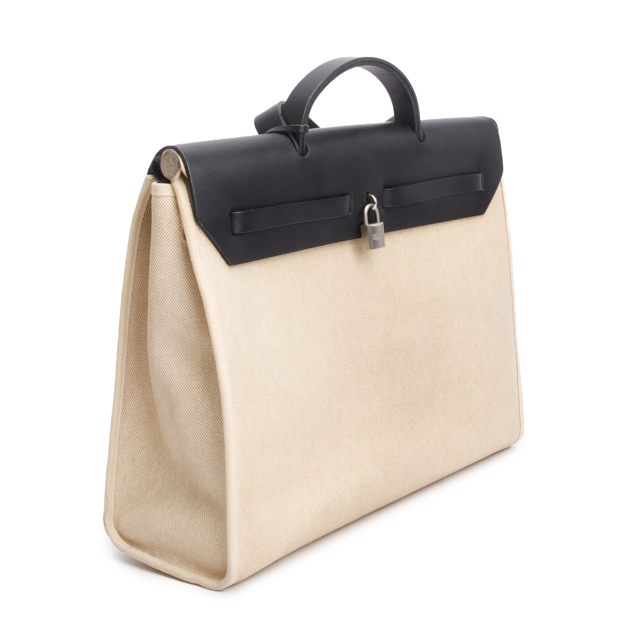 Hermes Noire Natural Toile Militaire Vache Hunter Herbag Zip 39