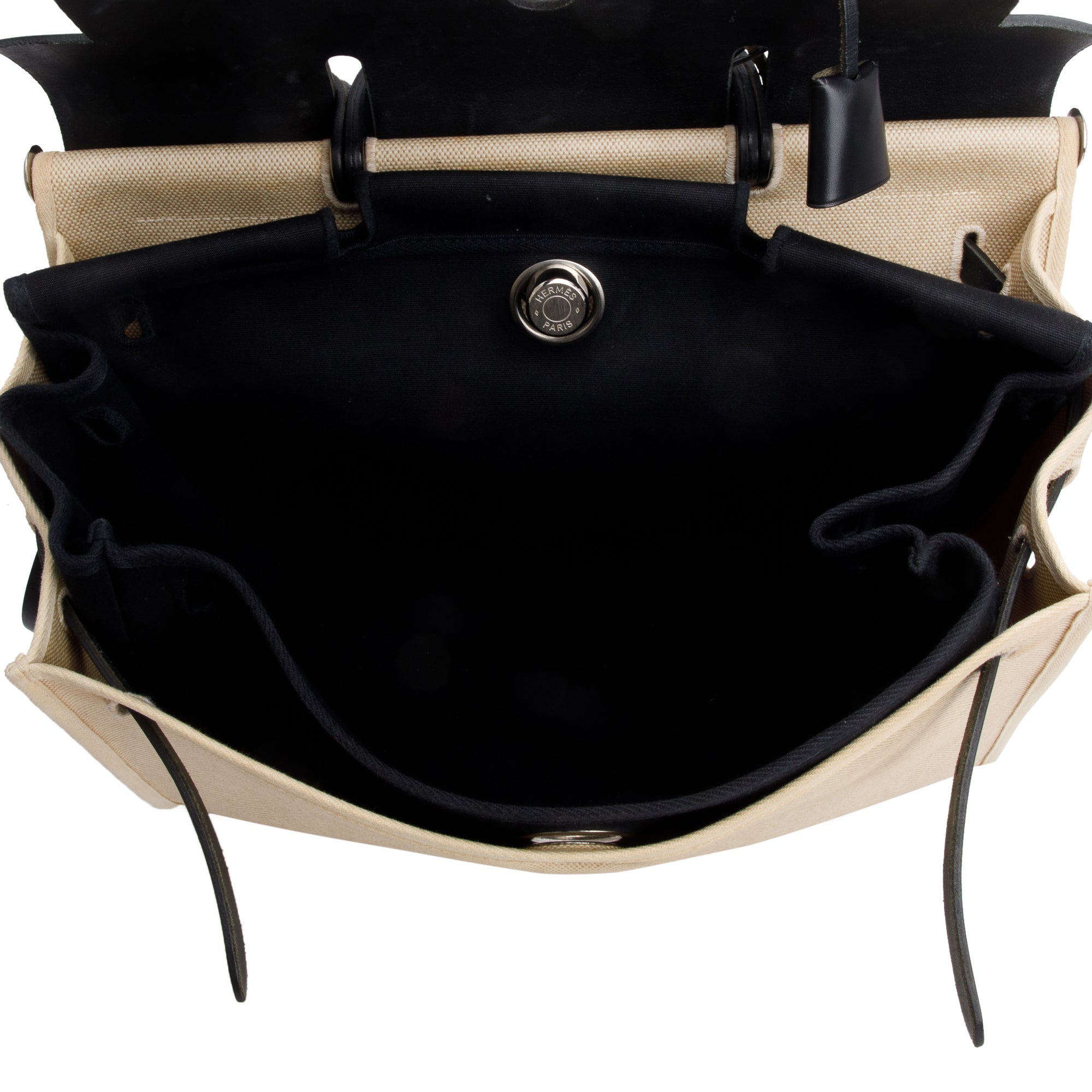 Hermes Noire Natural Toile Militaire Vache Hunter Herbag Zip 39