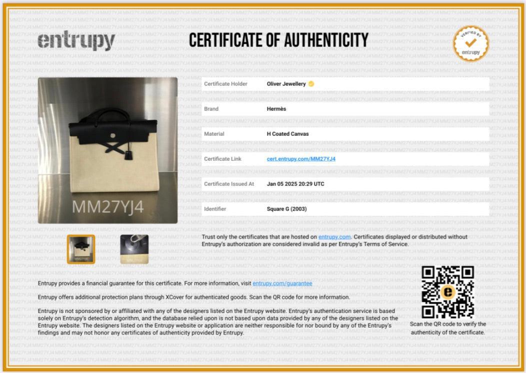 Hermes Noire Natural Toile Militaire Vache Hunter Herbag Zip 39