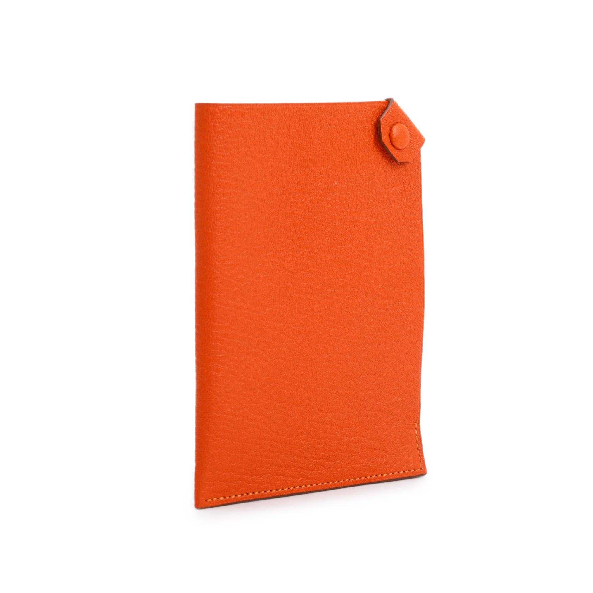 Hermes Orange Chevre Mysore Tarmac PM Passport Holder w/ Box