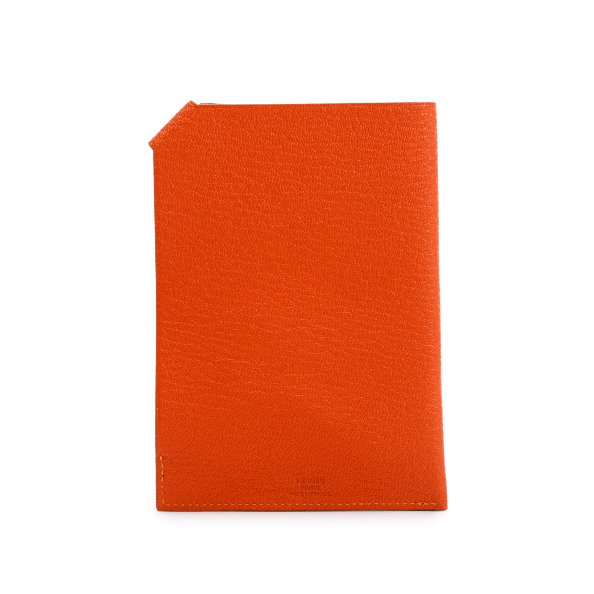 Hermes Orange Chevre Mysore Tarmac PM Passport Holder w/ Box