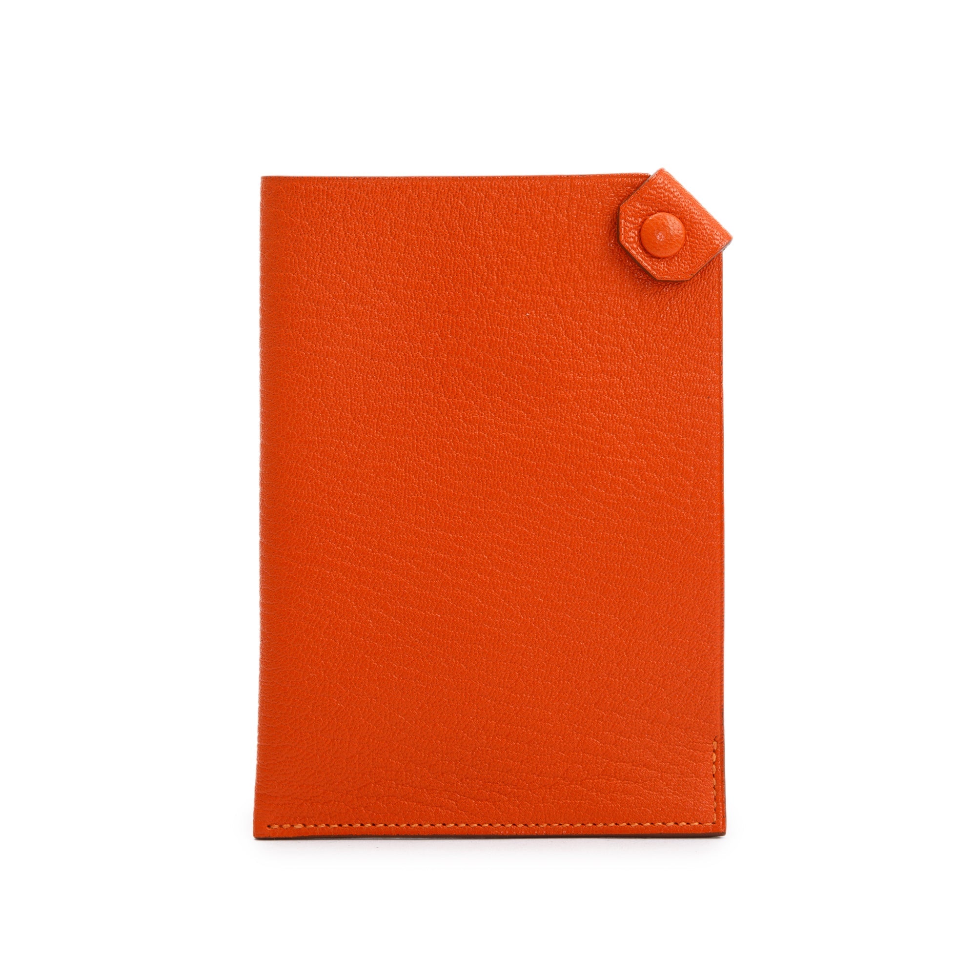 Hermes Orange Chevre Mysore Tarmac PM Passport Holder w/ Box
